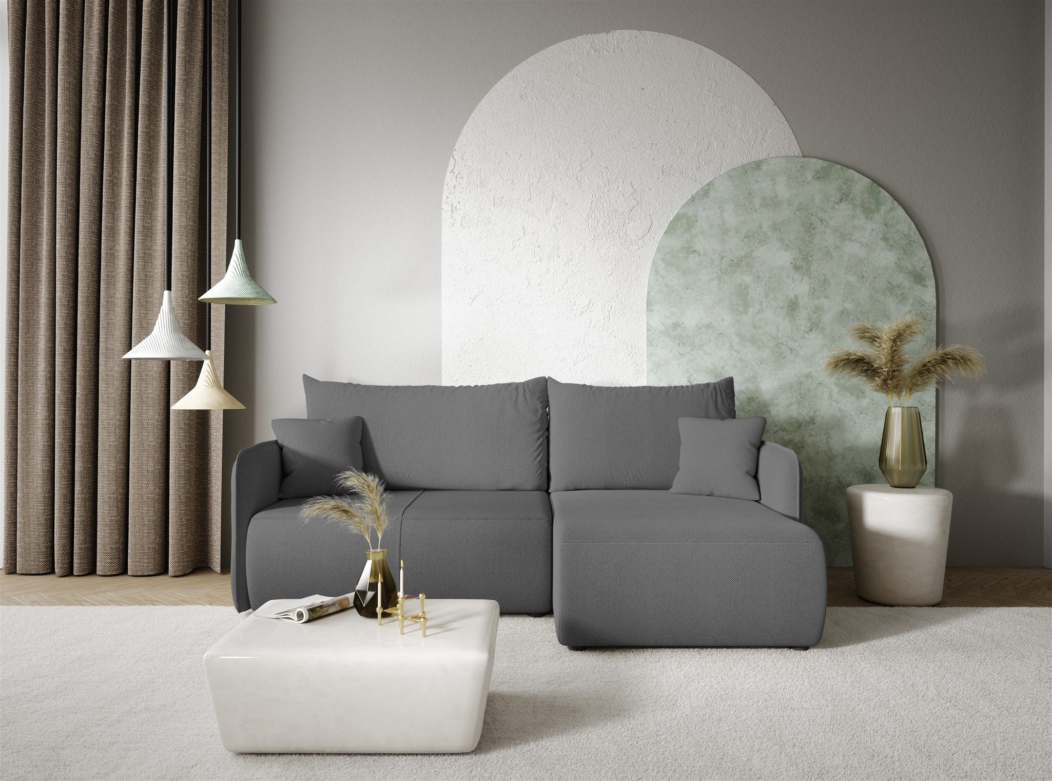 Fun Möbel Ecksofa Sofa mit Schlaffunktion CALGARY Stoff Curio, inkl. Bettkasten, inkl. 2 Rücken- und 2 Zierkissen