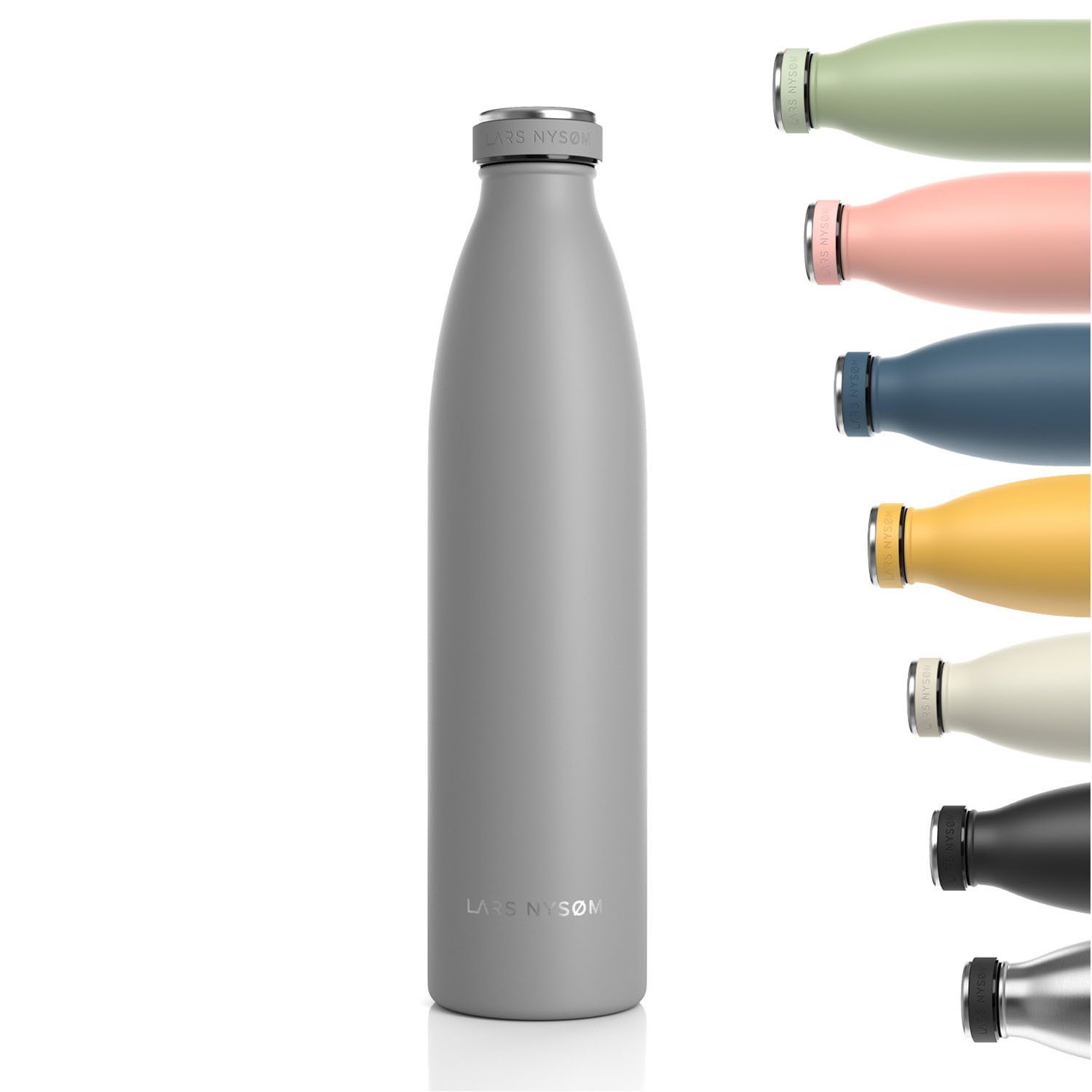 LARS NYSØM Isolierflasche Ren, BPA-Freie Thermosflasche 350ml 500ml 750ml 1l 1,5l Cool Grey