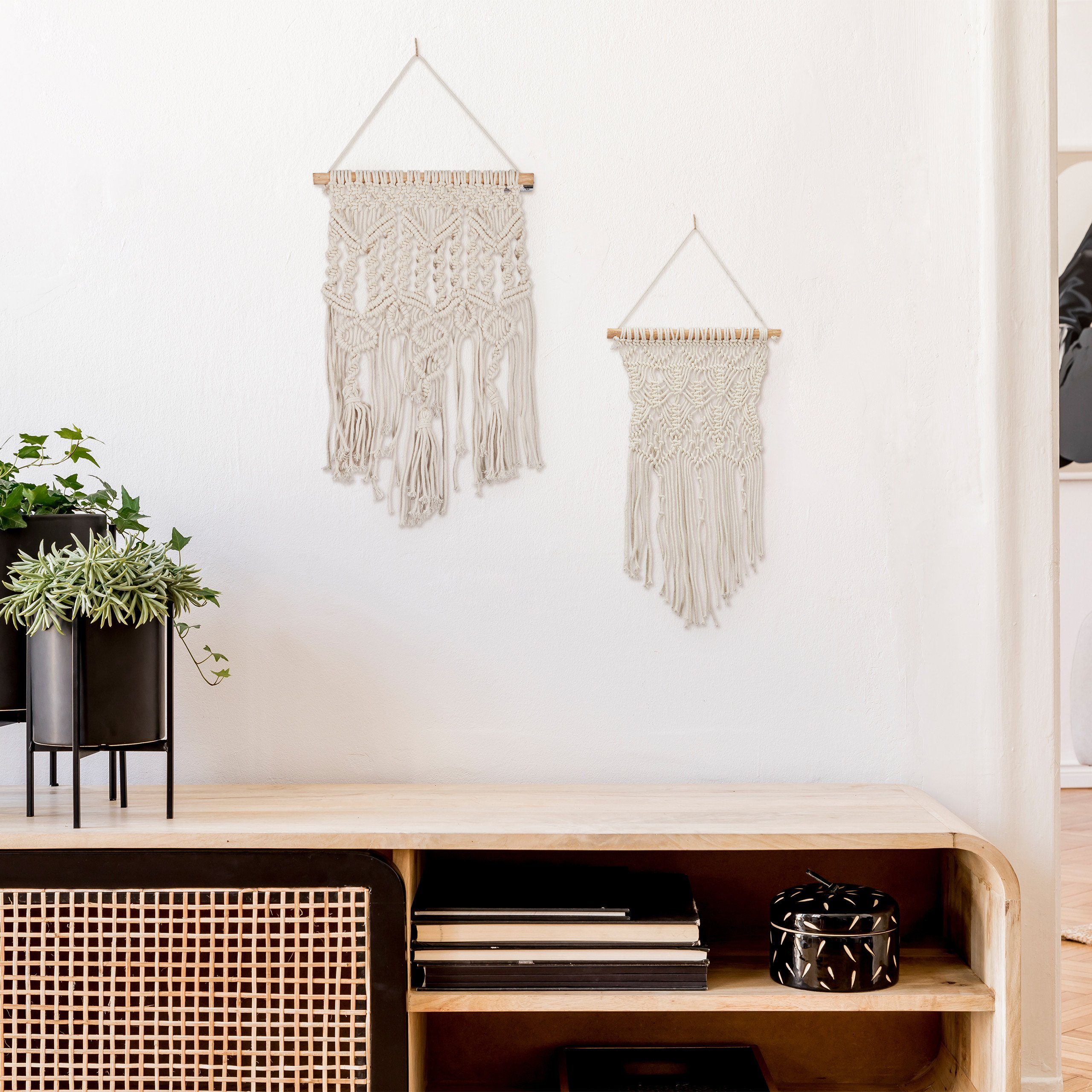 relaxdays Wanddekoobjekt Makramee Wandbehang im 2er Set günstig online kaufen