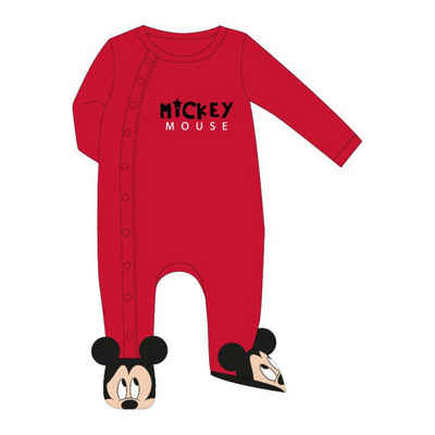 Disney Strampler Mickey Mouse Baby & Kleinkind Strampler mit Schriftzug, Rot, Velour