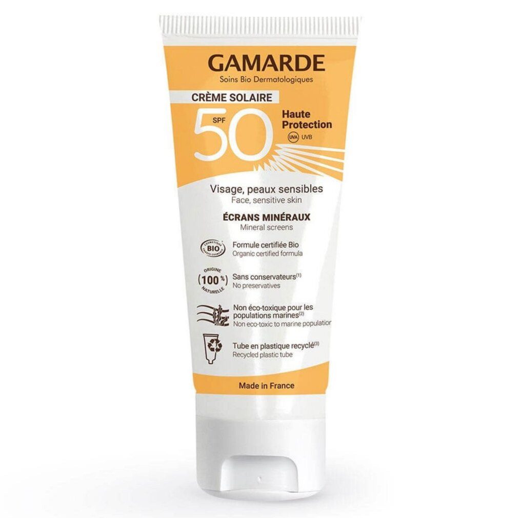 Gamarde Sonnenschutzpflege, Bio, Sonnenschutz, Sonnenschutzcreme, für Gesicht, SPF 50, 40 ml