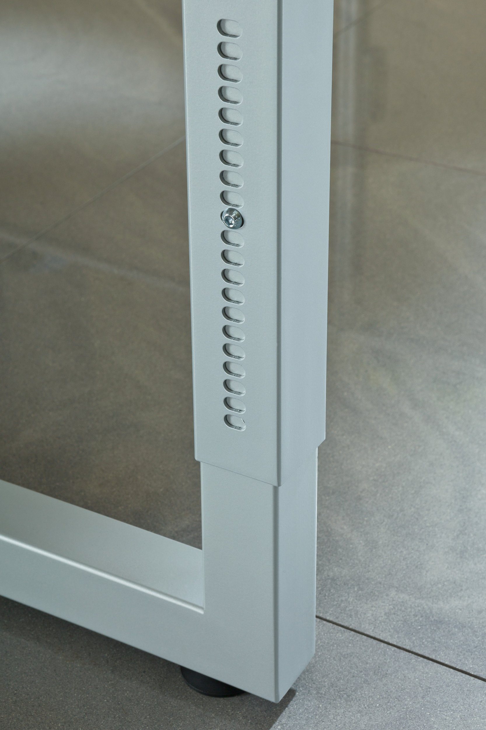 bümö Schreibtisch Schreibtisch Serie-R, Eckform: - Silber - Dekor: 120 200 x cm Weiß Gestell