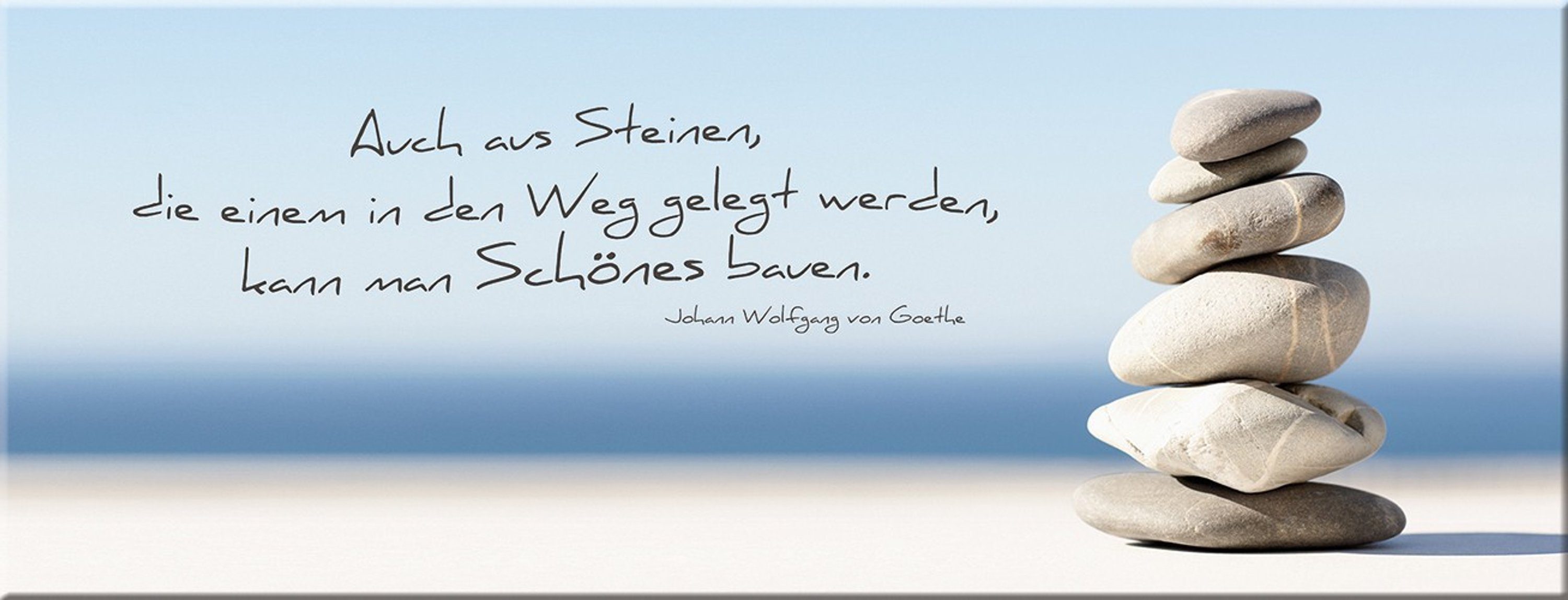 Steine Motivations-Sprüche: aus artissimo 80x30cm Spruch Strand, Steine Zen Bild Glasbild Glas Glasbild