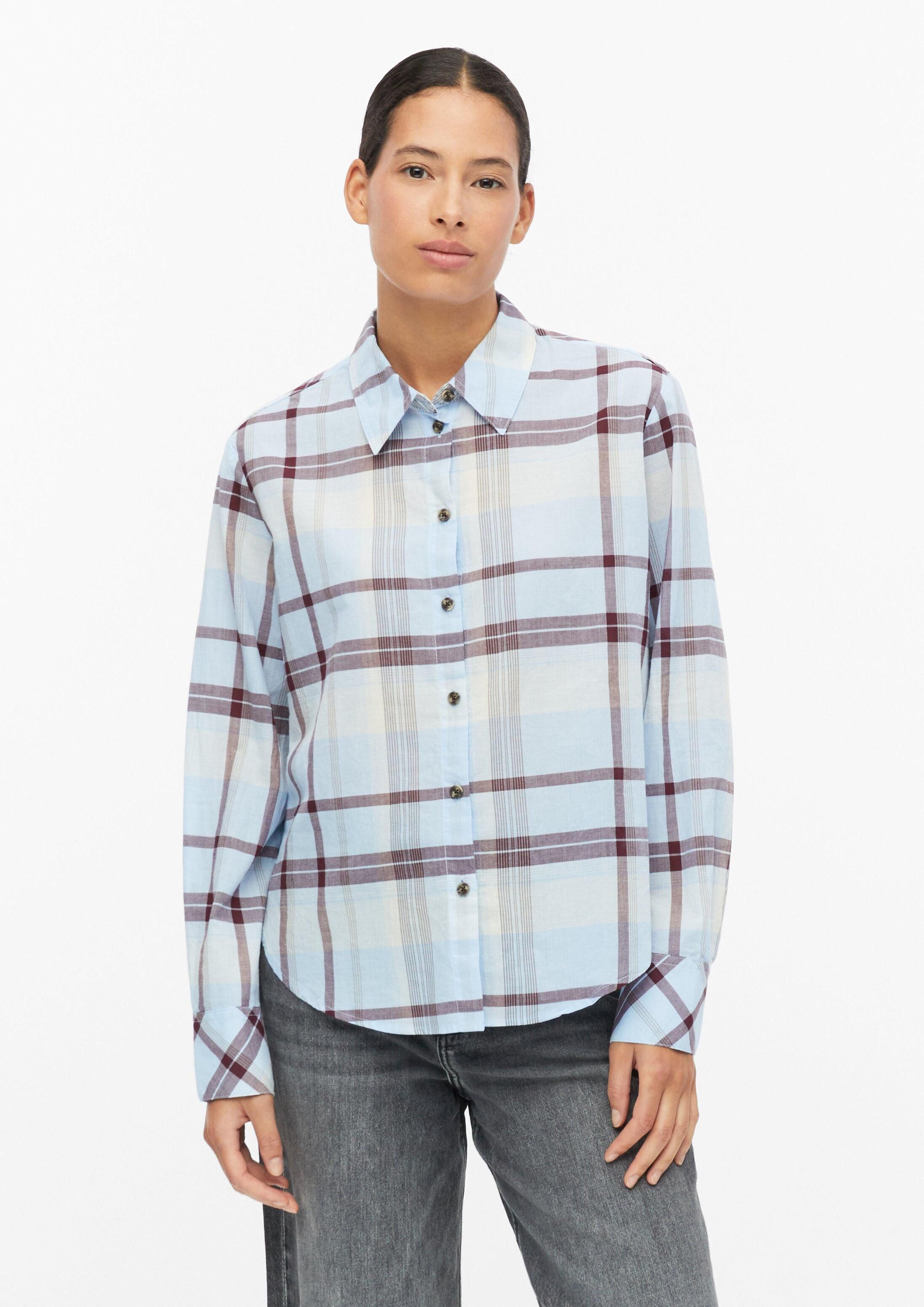 s.Oliver Langarmbluse Bluse Leichte Karo-Bluse im Relaxed Fit