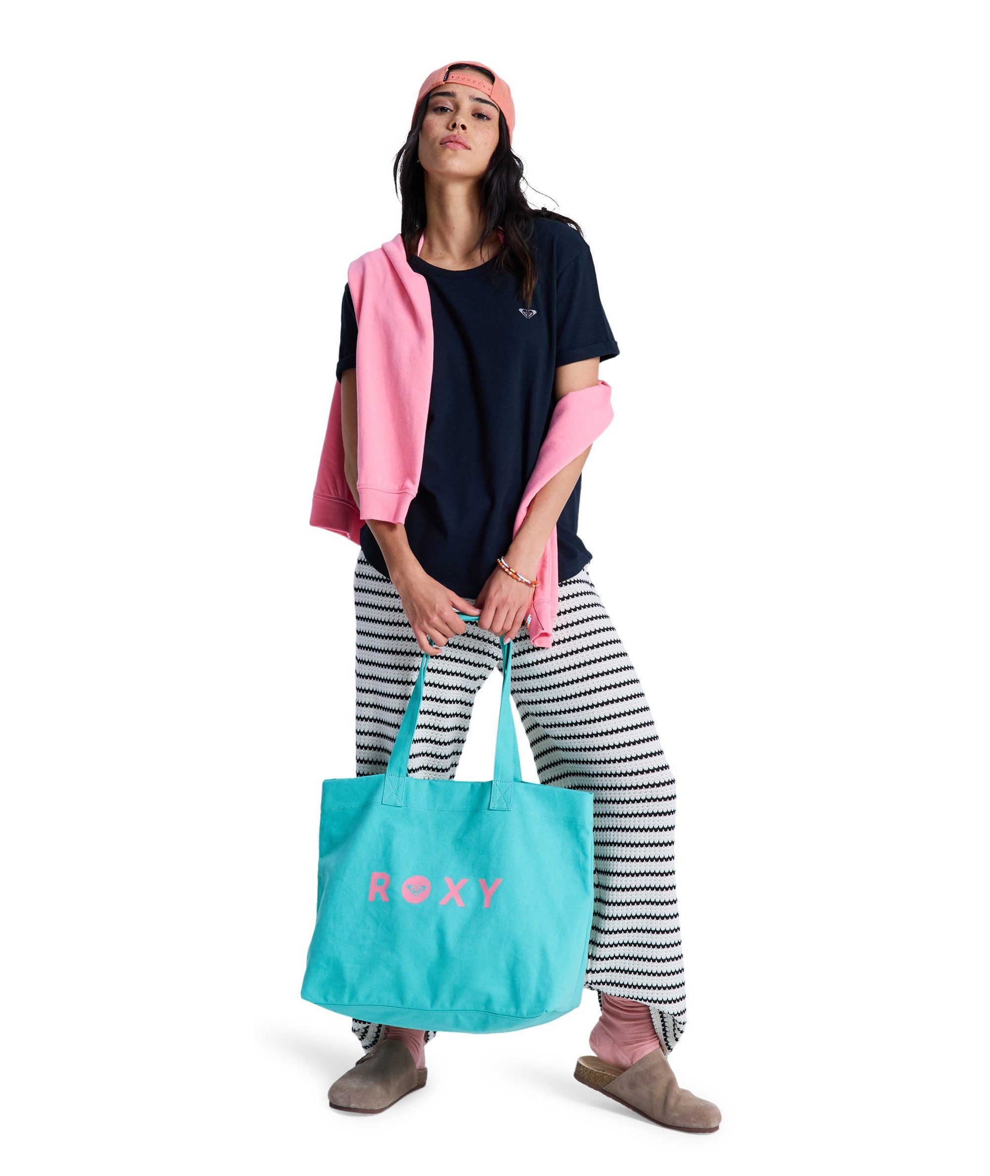 Roxy Strandtasche GO FOR IT, sportlicher Stil, aus Baumwolle, Volumen 23 Liter, für Erwachsene