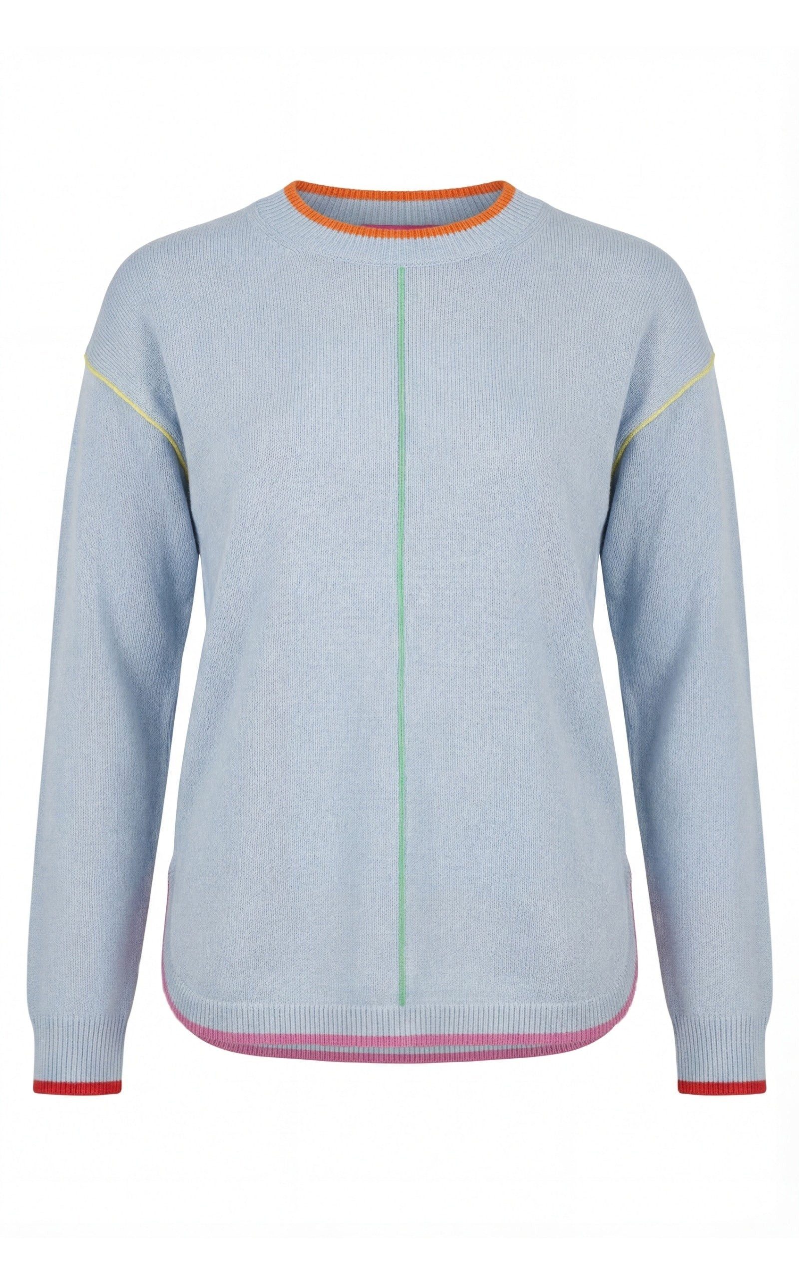 six-o-seven Strickpullover Lockerer Viskose Pullover Kontraststreifen im hellen Blau Frühling