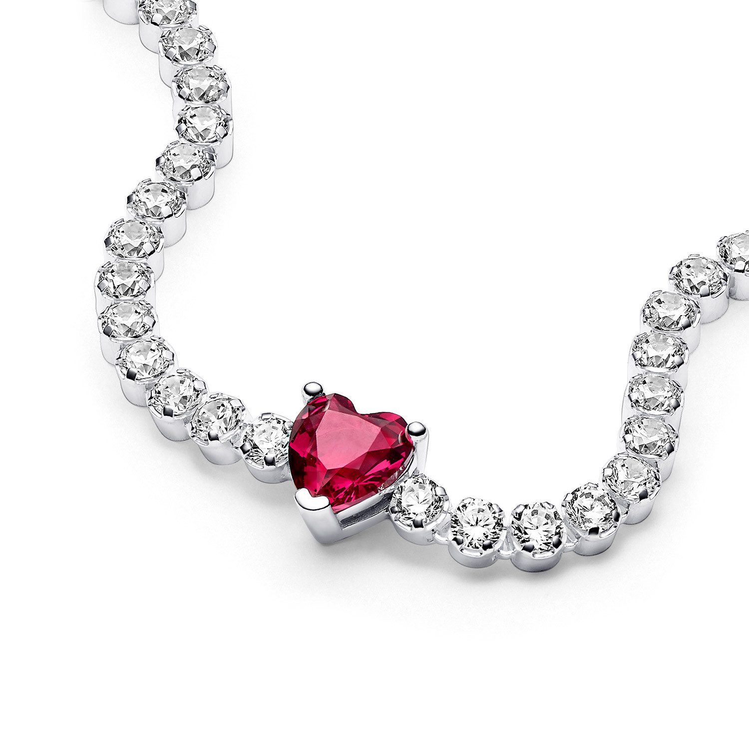 Pandora Tennisarmband Rotes Funkelndes Herz Silber günstig online kaufen