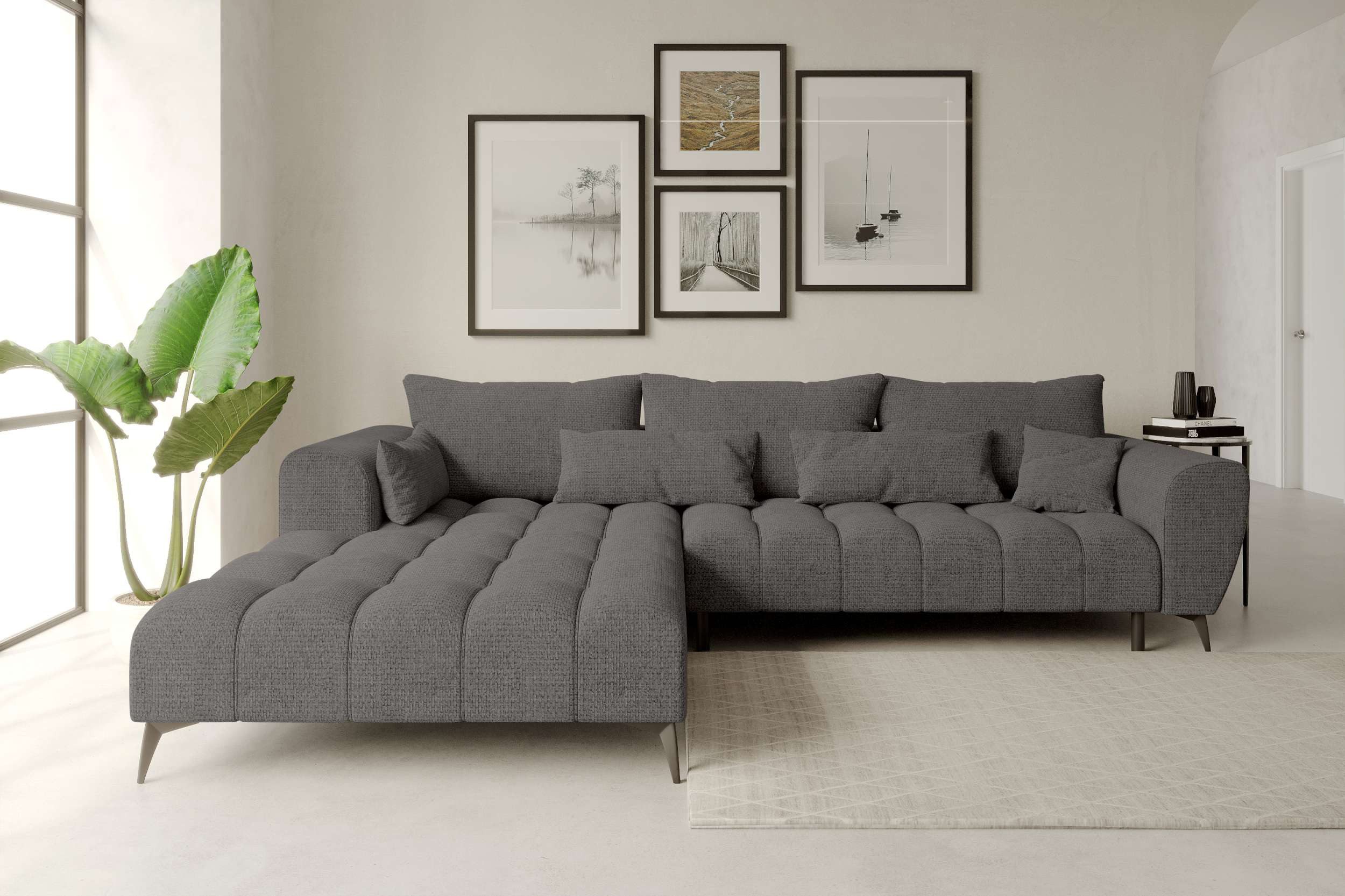 99rooms Ecksofa Ferrano, Sofa L-Form, Eckcouch, wählbar mit/ohne elektr. Sitztiefenverstellung, Bezug: Chenille EDEN