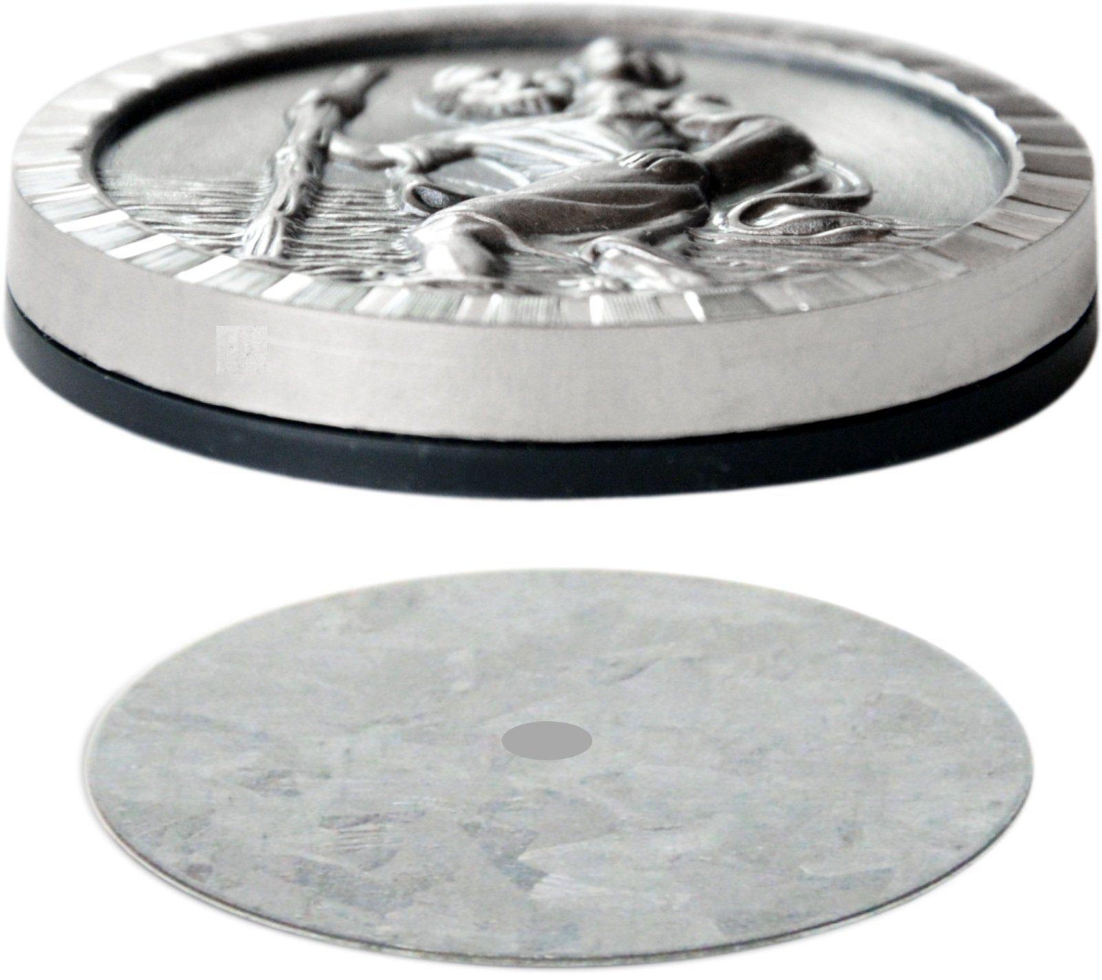 Christopherus PistolaPeppers Relief Sankt cm Magnethalter Amulett mit Metall Plakette 4,5 Heiliger Christophorus