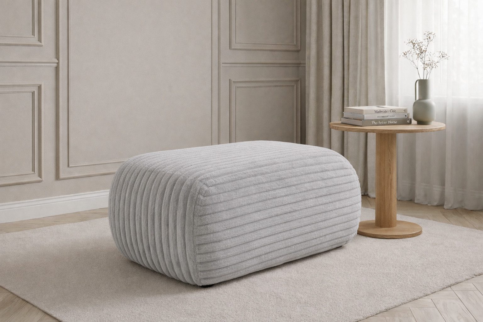 Kaiser Möbel Pouf Sitzpouf für Wohnzimmer, Cordstoff Tilia, BIS, zusätzliche Sitzgelegenheit Fußhocker zum Sofa oder Ecksofa