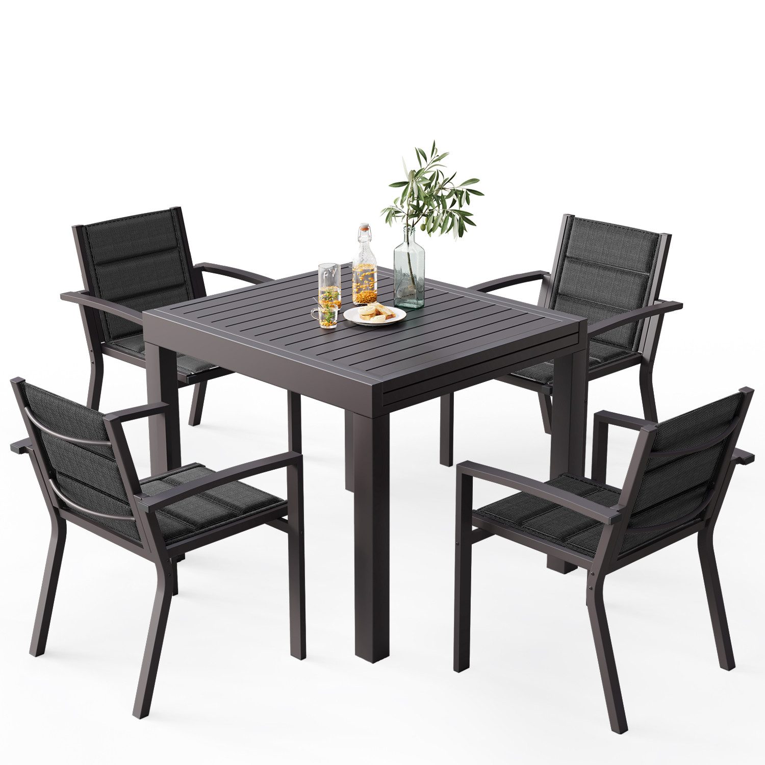 HOMALL Gartentisch Gartentisch Aluminium Ausziehtisch 80/160 günstig online kaufen