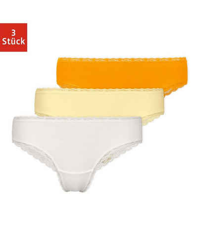 SNOCKS Brasilslip »Unterwäsche Damen Brazilian Slip Unterhosen« (3-St) aus Bio-Baumwolle mit Spitze, kaschieren kleine Pölsterchen
