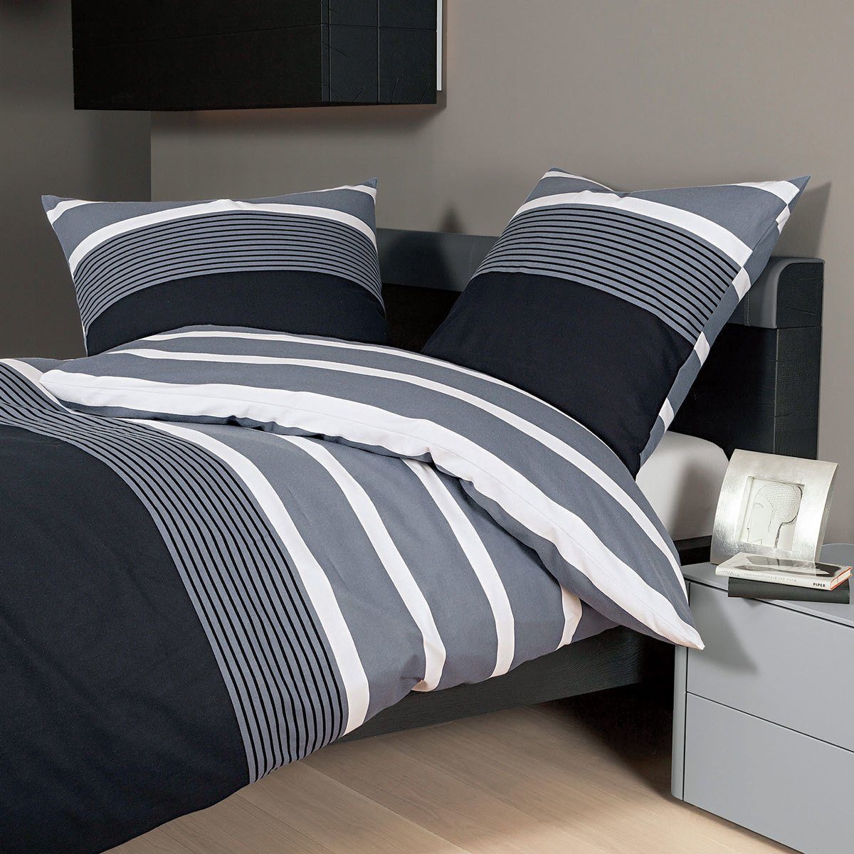 Janine Bettwäsche Davos 65030 silber, Biber, günstig online kaufen