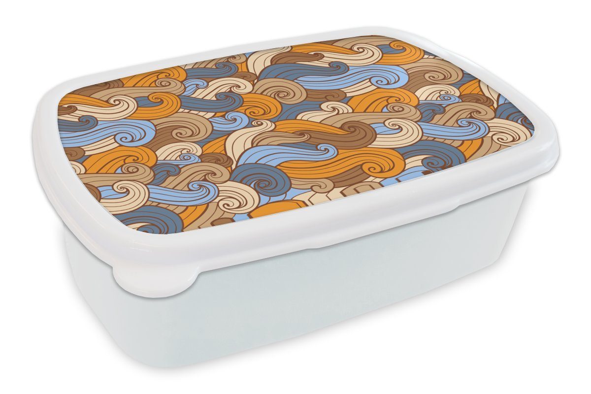 MuchoWow Lunchbox Vintage Brotbox für für weiß Kunststoff, Kinder - Muster, Erwachsene, - Jungs und und Japanisch (2-tlg), Brotdose, Mädchen