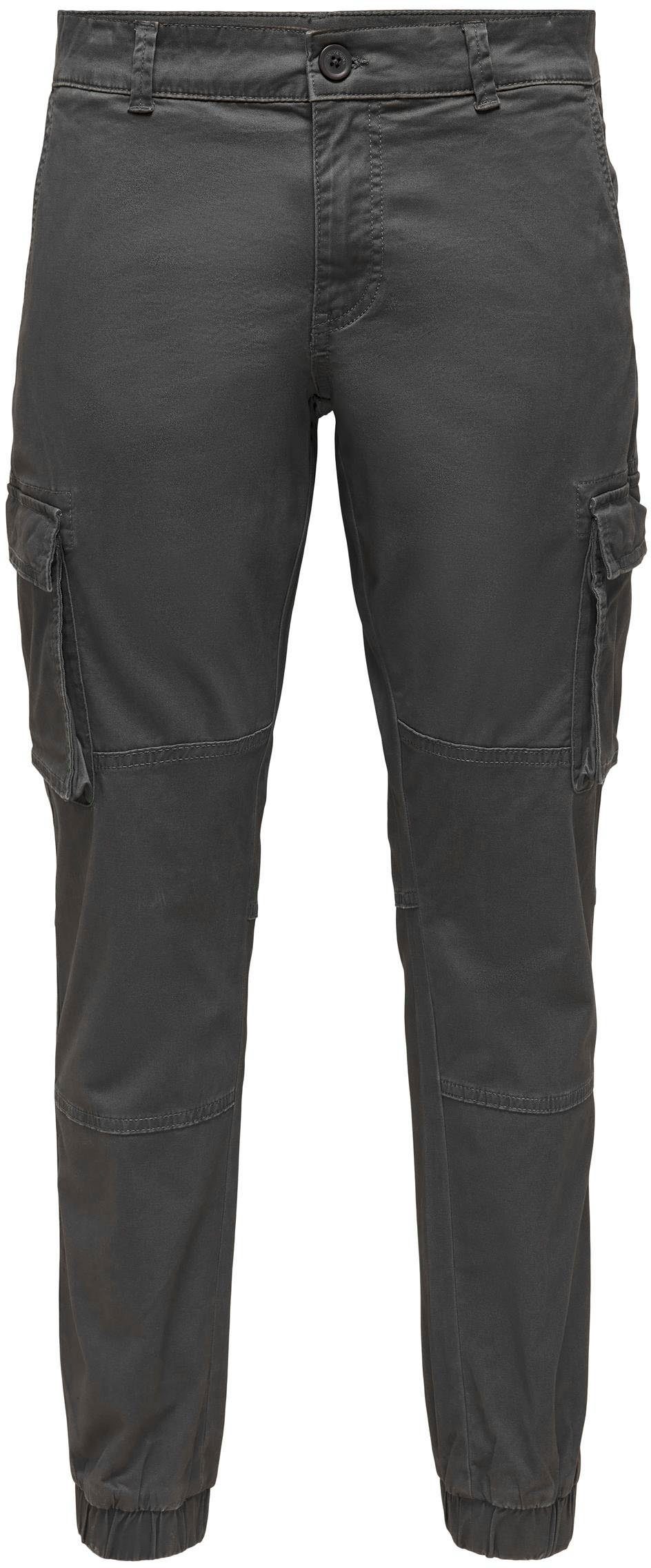 CAM CARGO & pinstripe ONLY CUFF STAGE SONS Cargohose grey