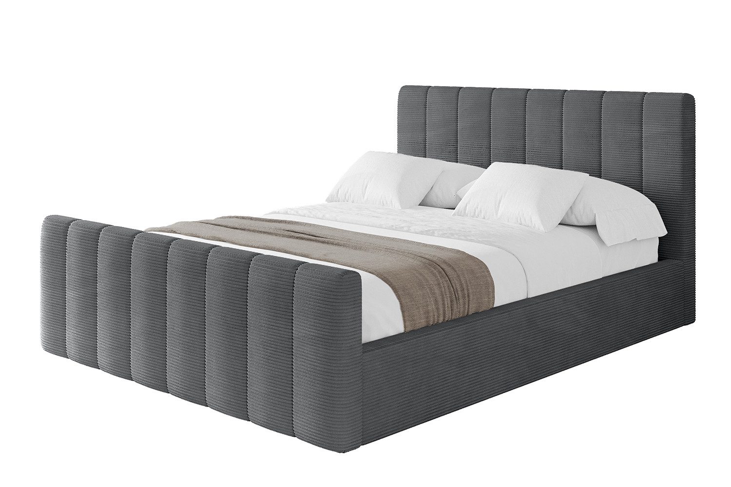 ALTDECOR Polsterbett STERA-Z (Polsterbett mit Bettkasten und Lattenrost, Boxbett mit Matratze), Doppelbett mit Stauraum, Bett mit Kopfteil