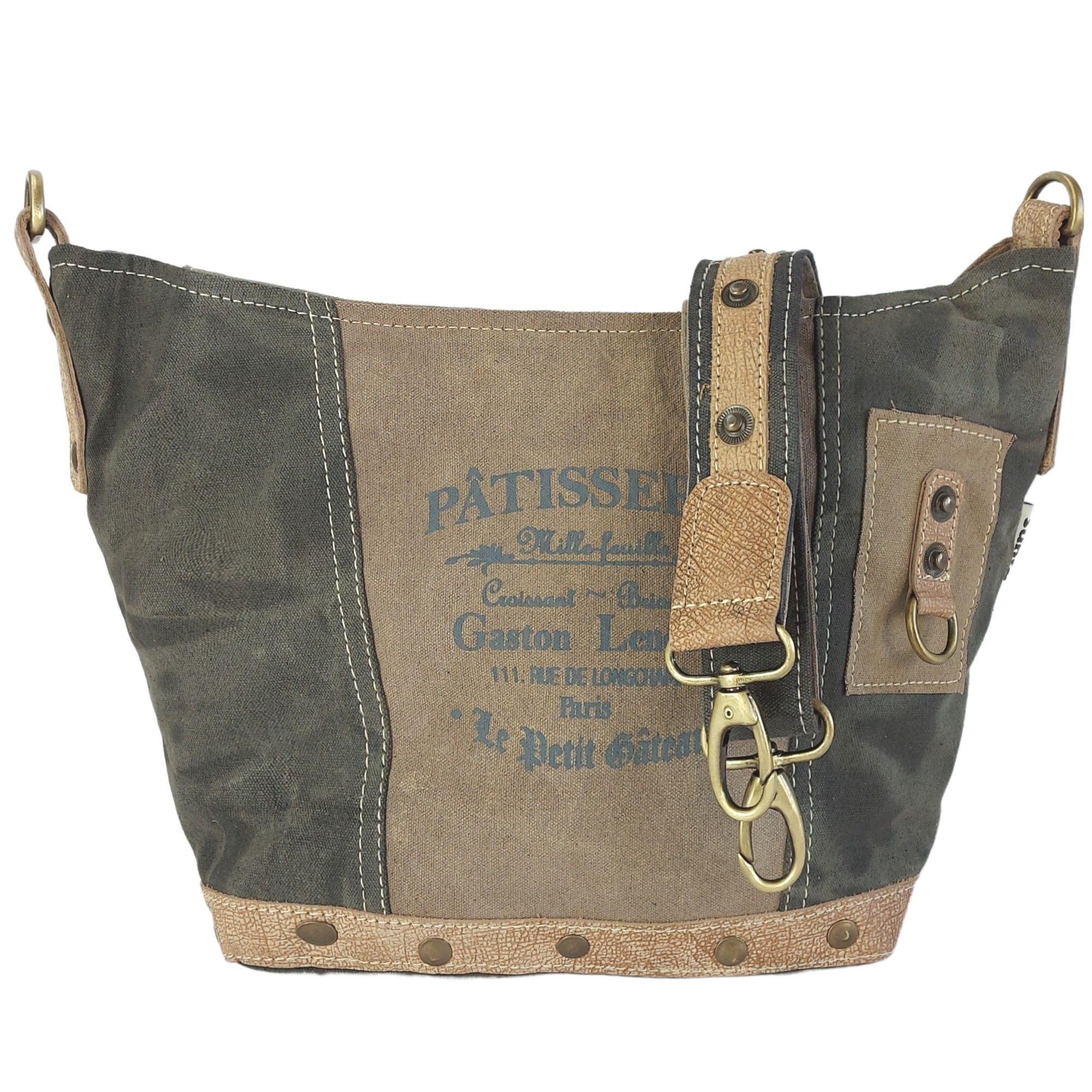 Umhängetasche Vintage Schultertasche. Canvas Crossbody Tasche. Graue Umhängetasche