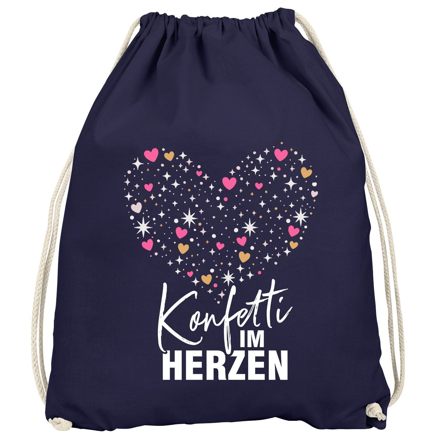 Turnbeutel Turnbeutel - Konfetti Herz Statement - Fasching Karneval Gadgets