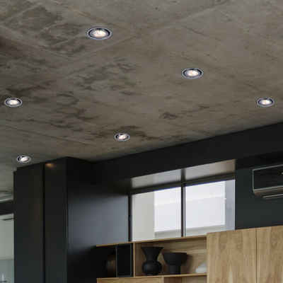 etc-shop LED Einbaustrahler, LED-Leuchtmittel fest verbaut, Warmweiß, LED Einbaustrahler rund Einbauleuchten Deckenleuchten 6er Set-