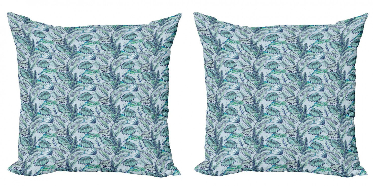 Kissenbezüge Modern Accent Doppelseitiger Digitaldruck, Abakuhaus (2 Stück), Exotisch Chamäleon auf Tropic Blätter