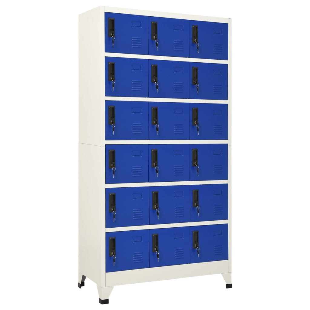 vidaXL Schranksystem Schließfachschrank Grau und Blau 90x40x180 cm Stahl (1-St)