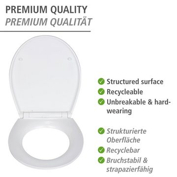 WENKO WC-Sitz Grey Marble, mit Relief, aus antibakteriellem Duroplast