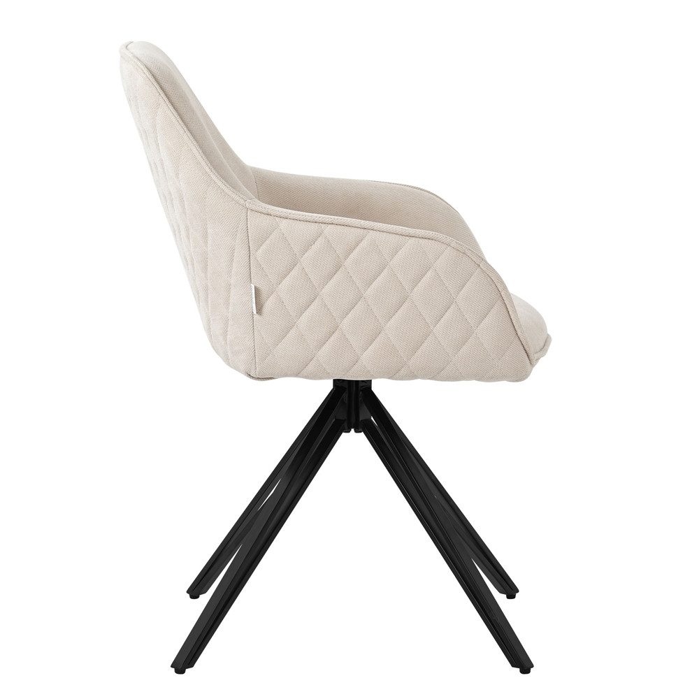 ML-DESIGN Polsterstuhl Esszimmerstuhl aus Textil Webstoff mit Metallbeine, 360° drehbar (1 St), Stuhl mit Rücken-& Armlehne Creme Küchenstuhl Wohnzimmerstuhl
