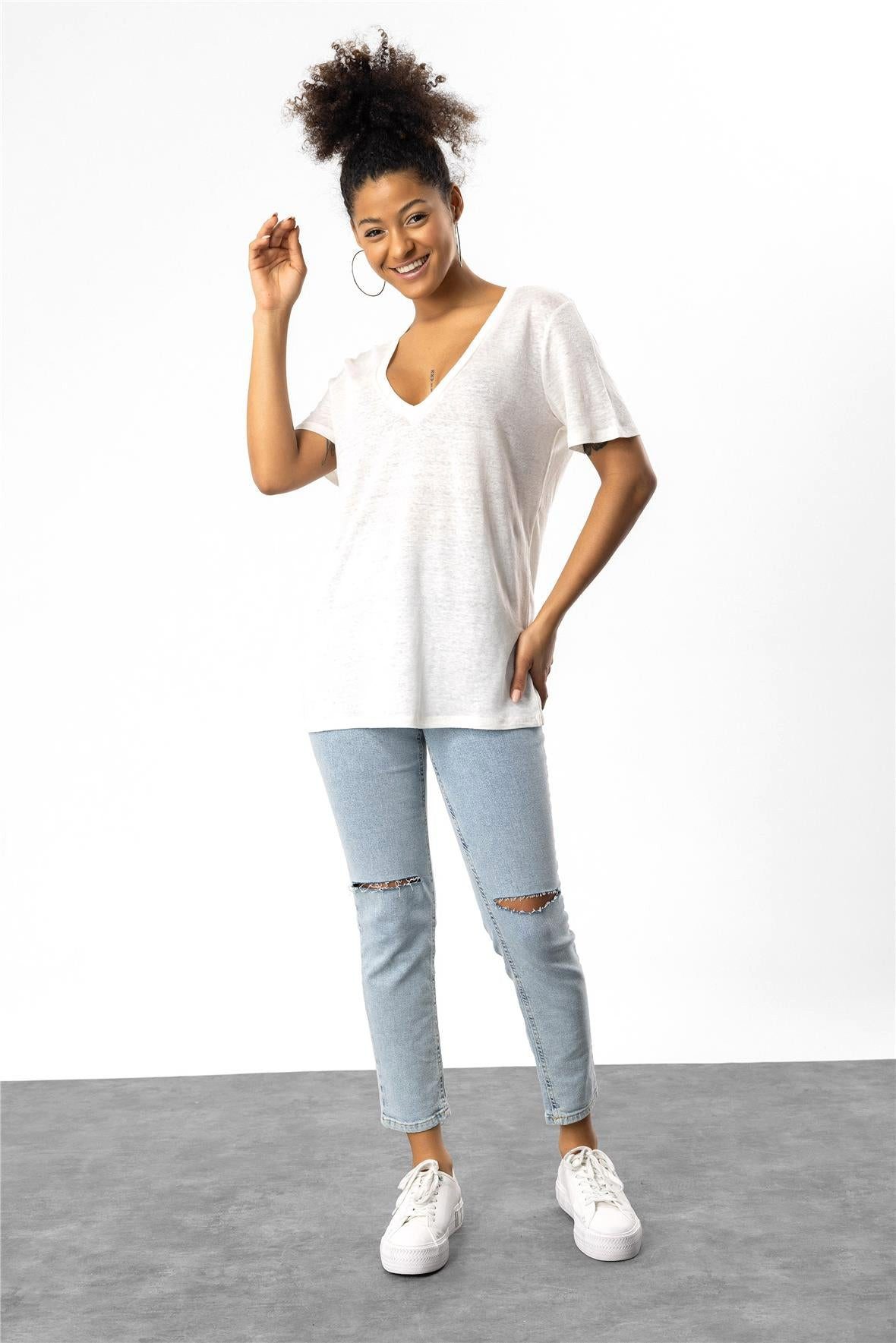 No Matter What T-Shirt Leinen-T-Shirt mit günstig online kaufen