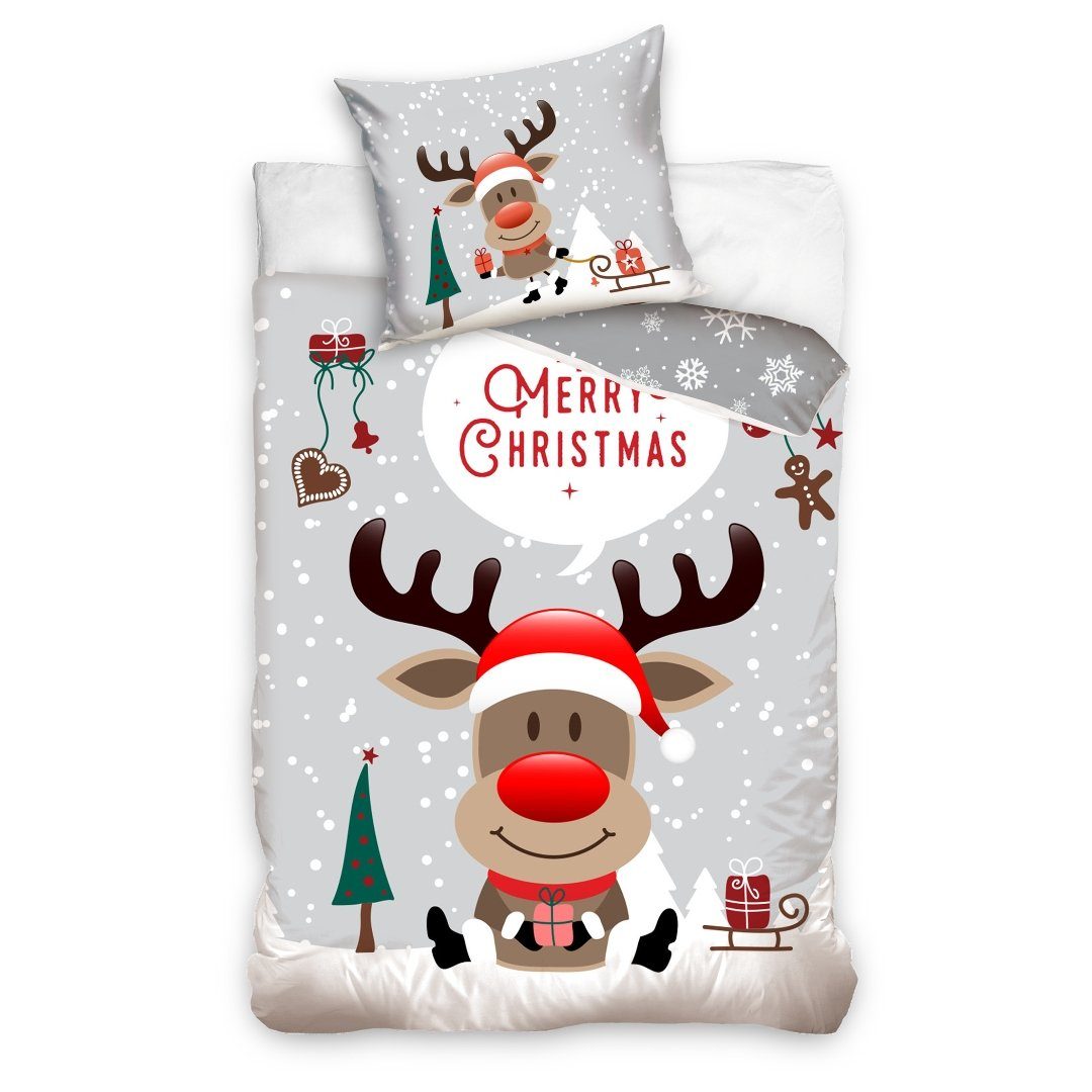 MTOnlinehandel Bettwäsche Weihnachten "Rentier mit roter günstig online kaufen