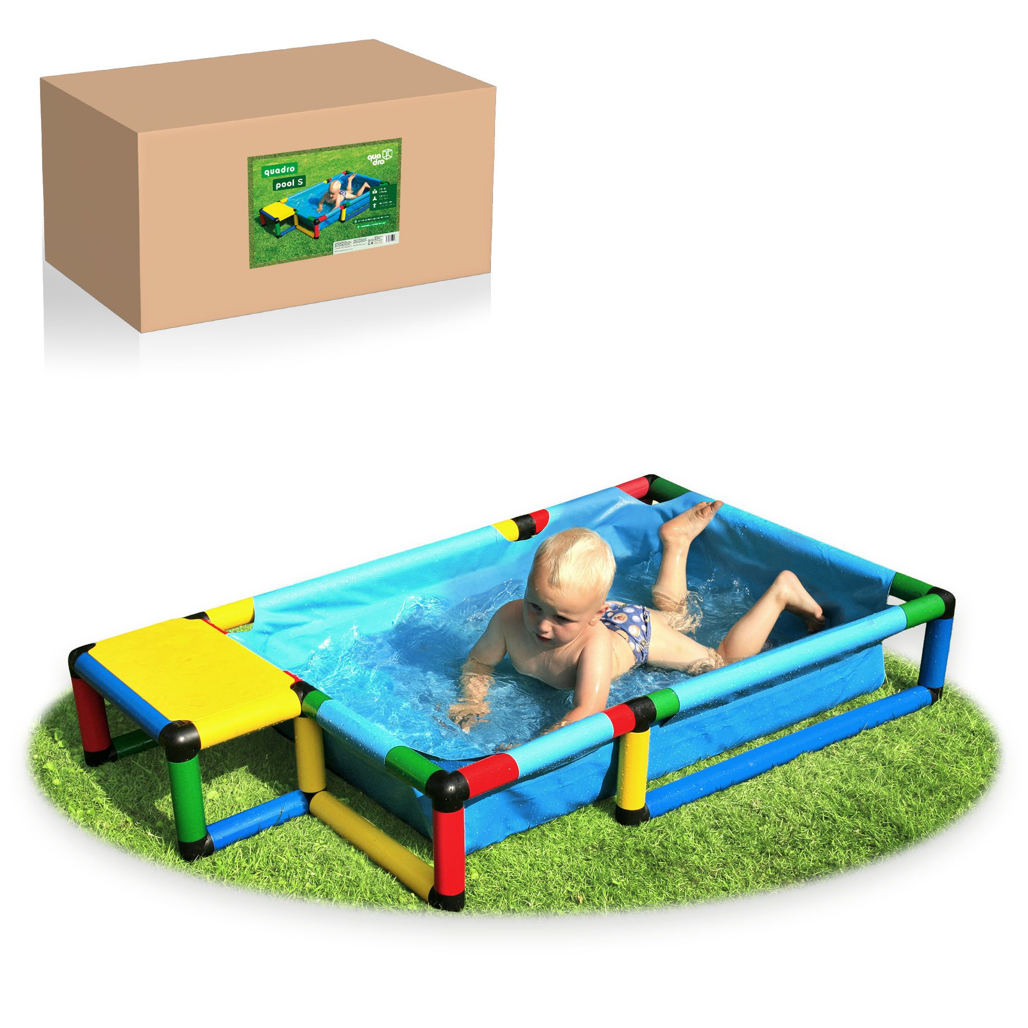 QUADRO Spielturm-Erweiterung Pool S, (Sinnes- und Bewegungsspiel im Wasser, Poolmodul für QUADRO Systeme), Modulares Stecksystem, ab 12 Monaten, Made in Germany, UV-stabil