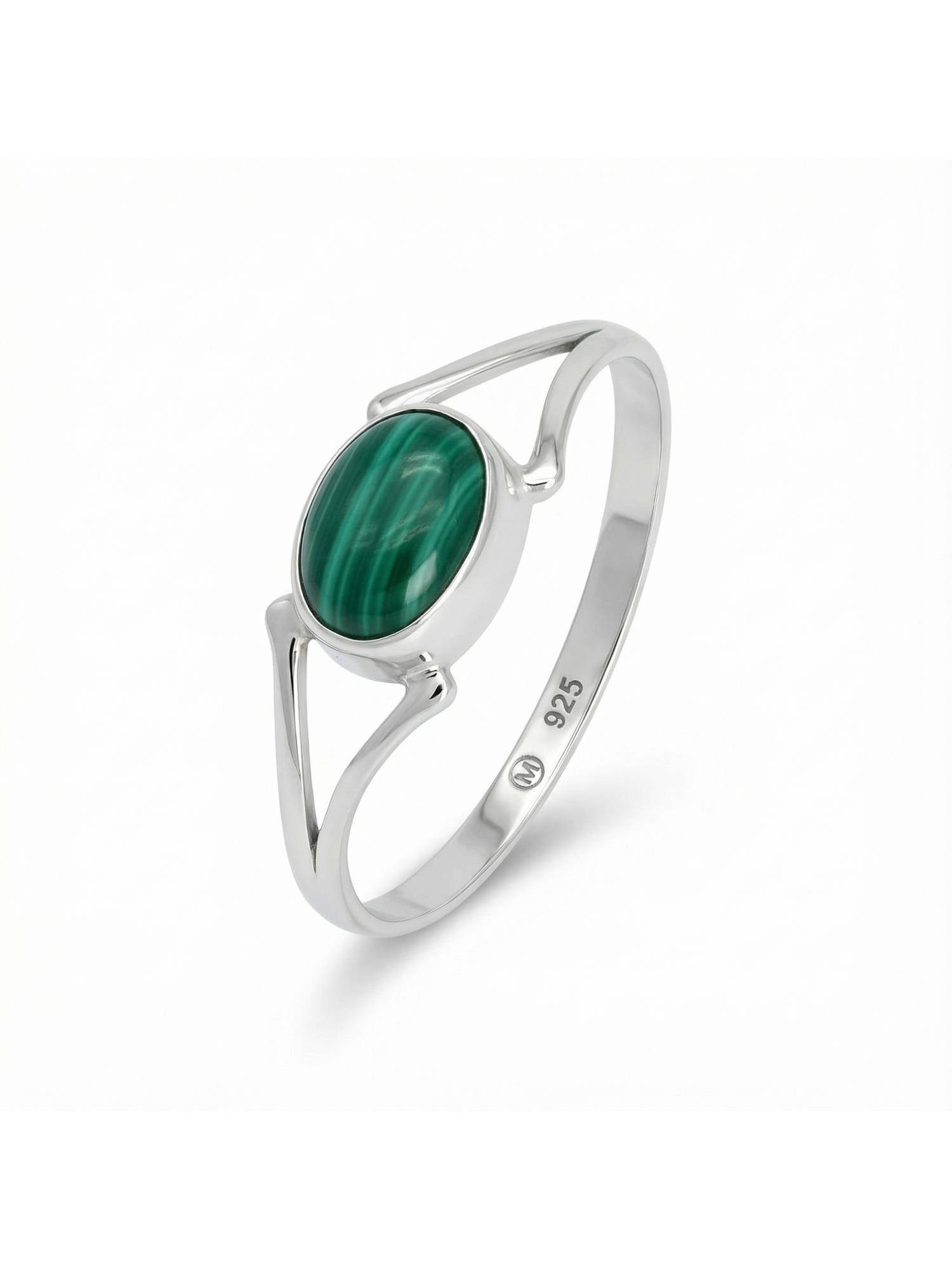 Silberring TEKILI oval aus 925 Silber mit Malachit