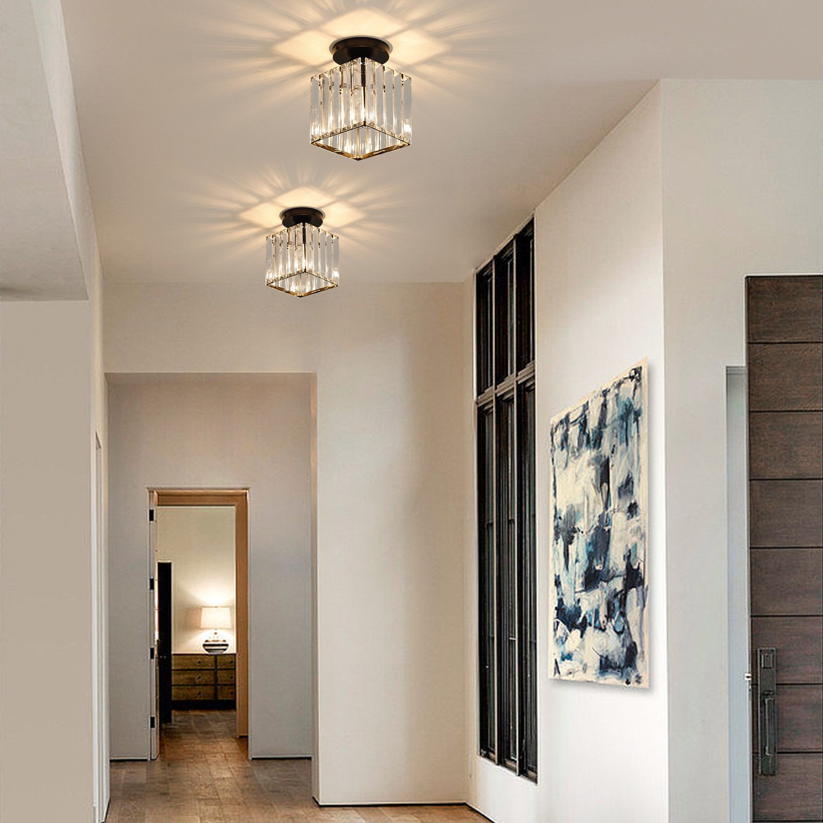 Riserva Dekolicht Kristall Innenlampe, Wohnzimmer Deckenlampe, E27, stilvoll, schlicht, Einfach zu installieren, für Korridore, Gänge, Konzertsäle