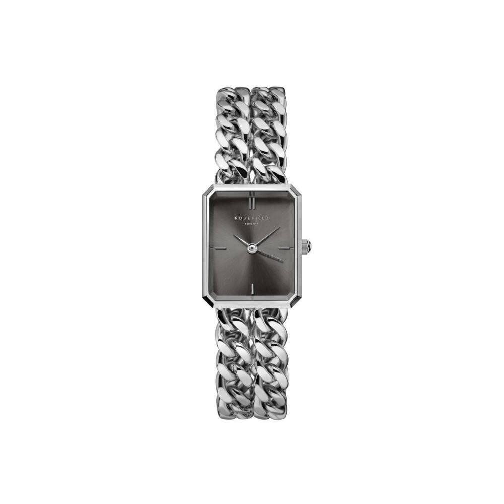 Quarzuhr ROSEFIELD Damenuhr Octagon XS Studio Kettenuhr Grau Silber SGSSS-O78