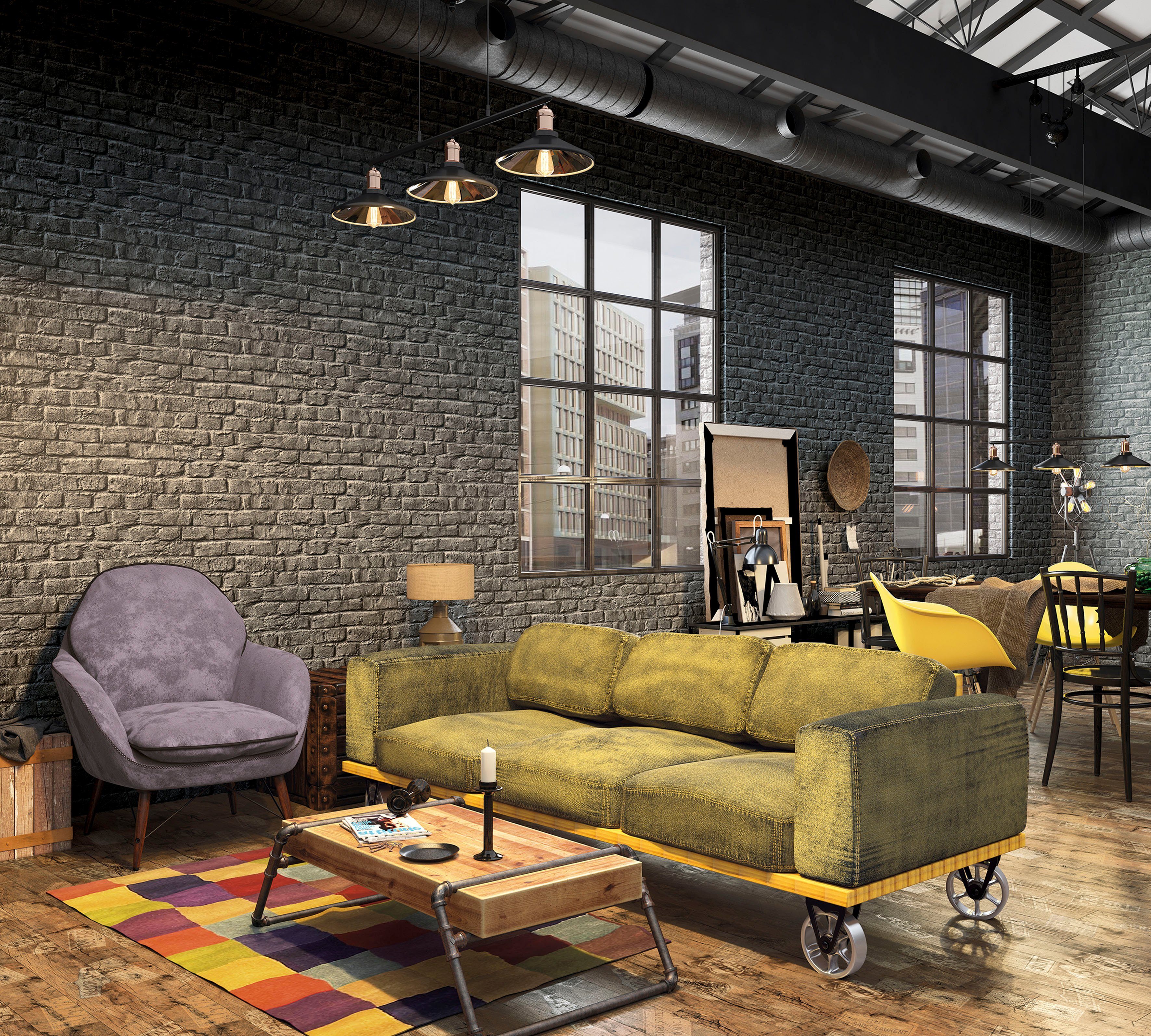 Marburg Vliestapete Brick, strukturiert, 3D-Optik, moderne Tapete für Wohnzimmer Schlafzimmer Küche