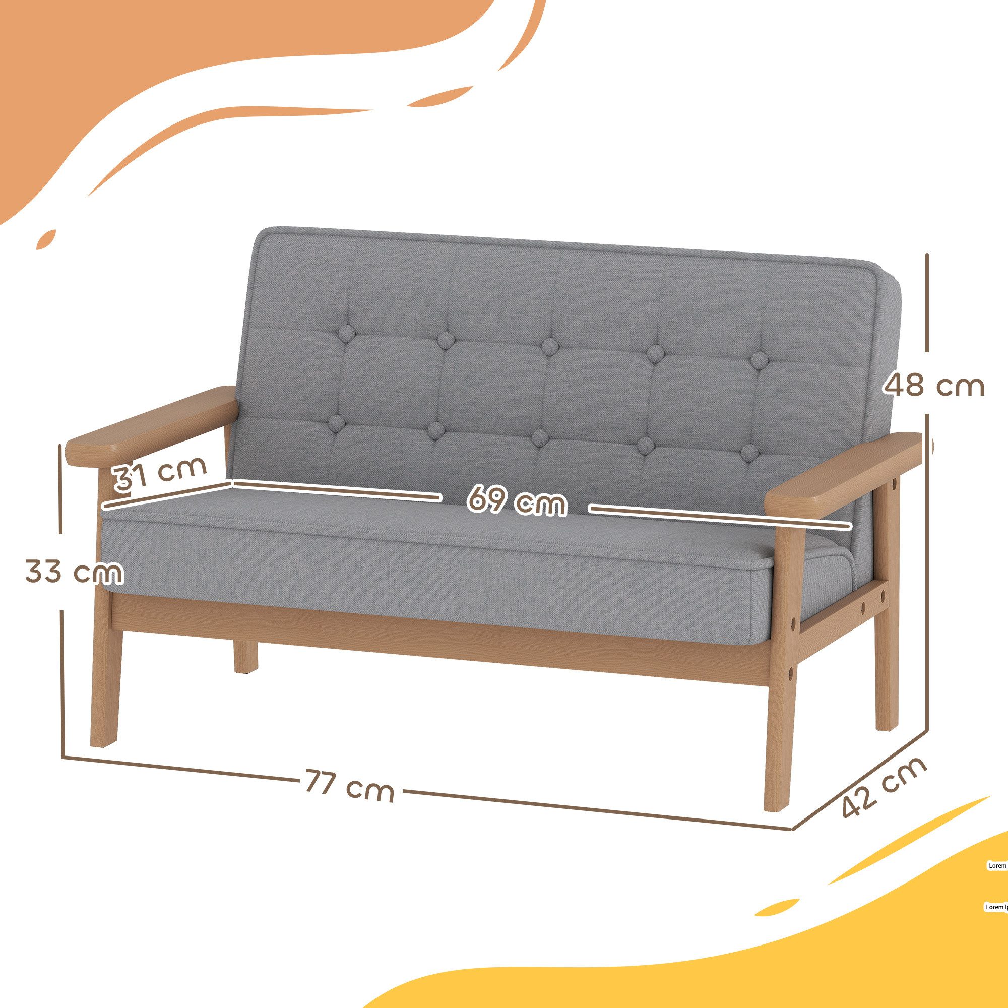 AIYAPLAY Kindersessel Sessel aus Schaumstoff Kinderstuhl für Kinder 3-15 Jahre (Kindersofa, 1-St., gepolsterter Kinderstuhl), für Kinderzimmer, Spielzimmer, Grau