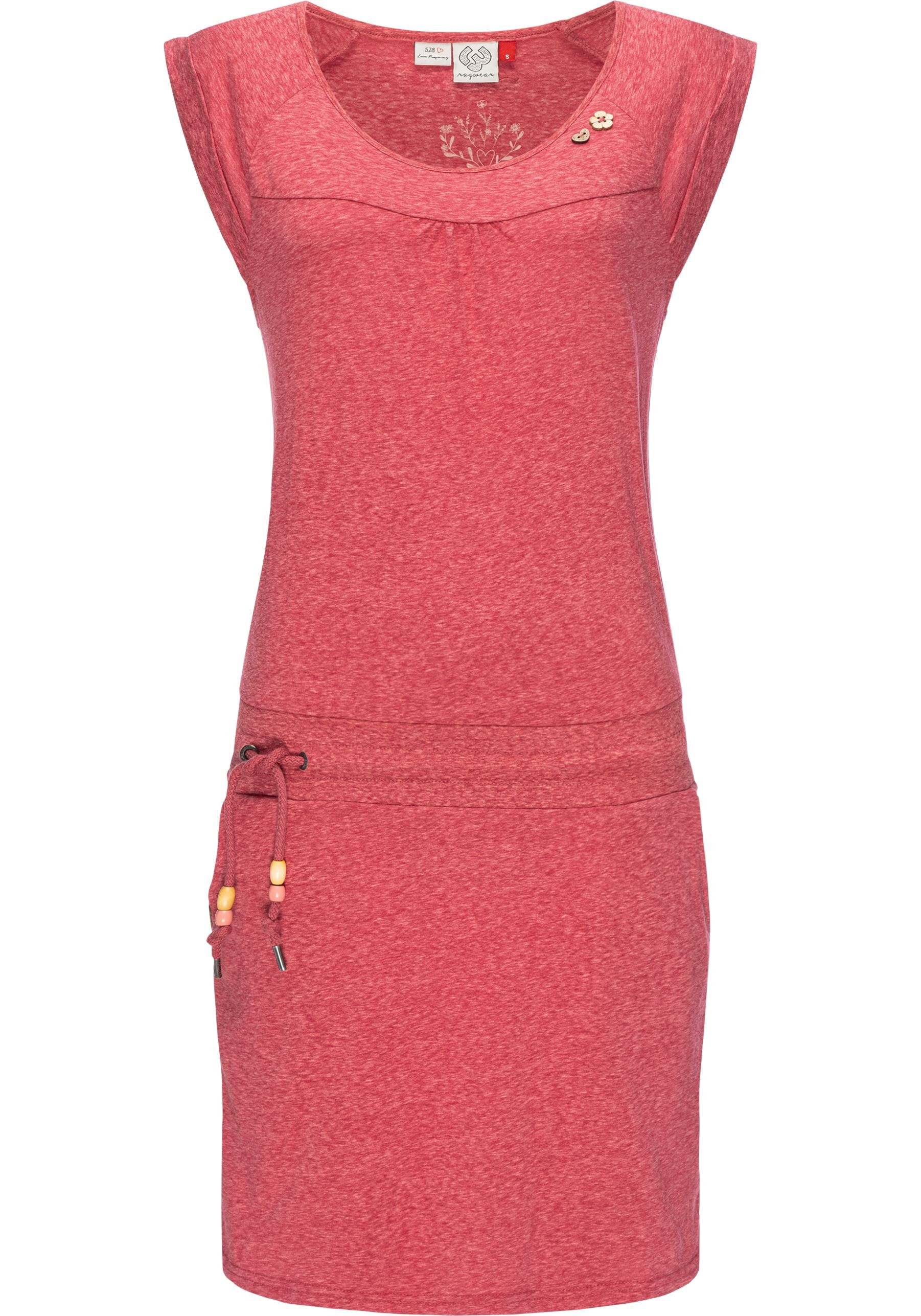 Ragwear Sommerkleid Penelope leichtes Baumwoll Kleid mit Print karminrot