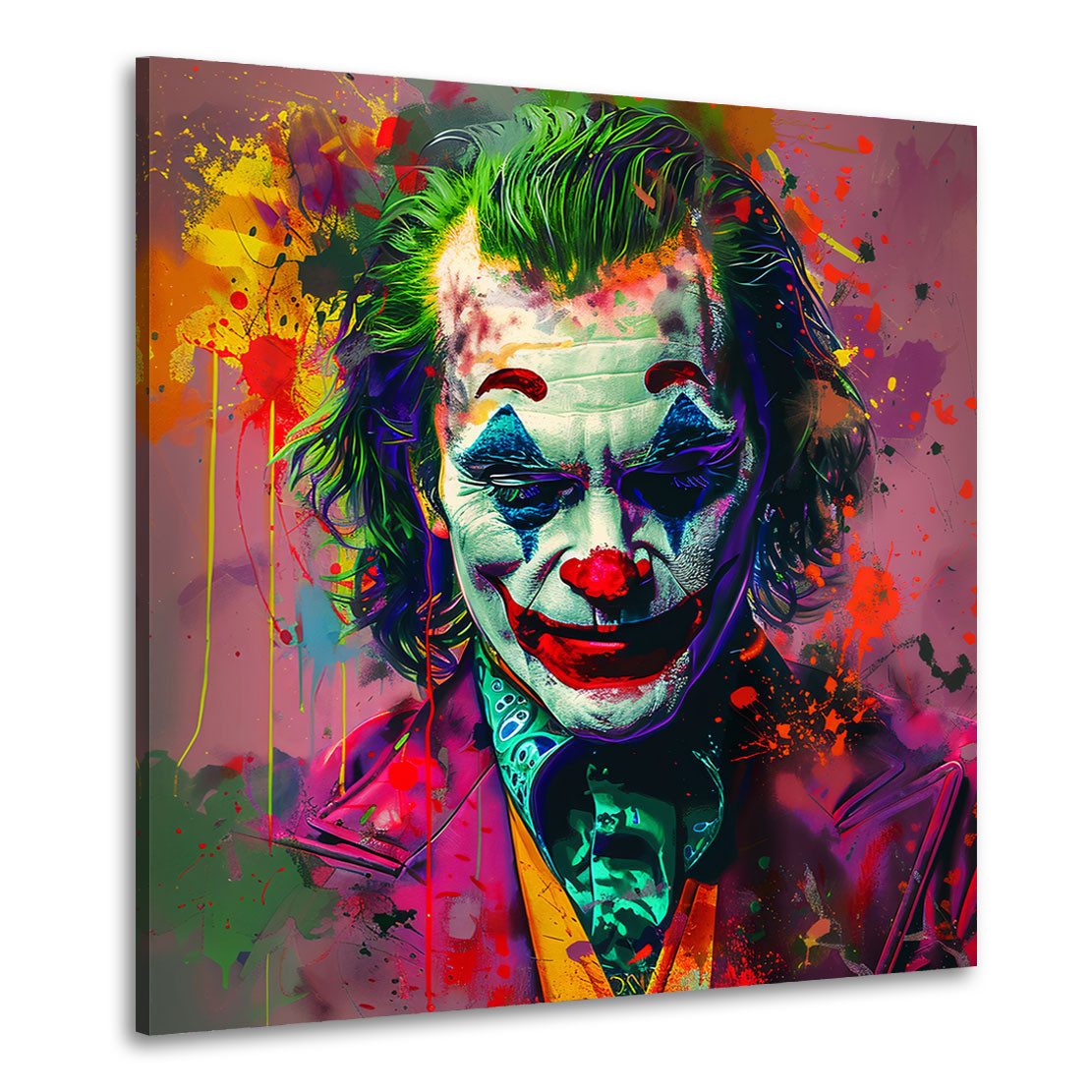 Artedinoi Leinwandbild Joker in leuchtender Pop Art Leinwandbild Wandbild Kunstdruck XL Wandd, Joker, leuchtend