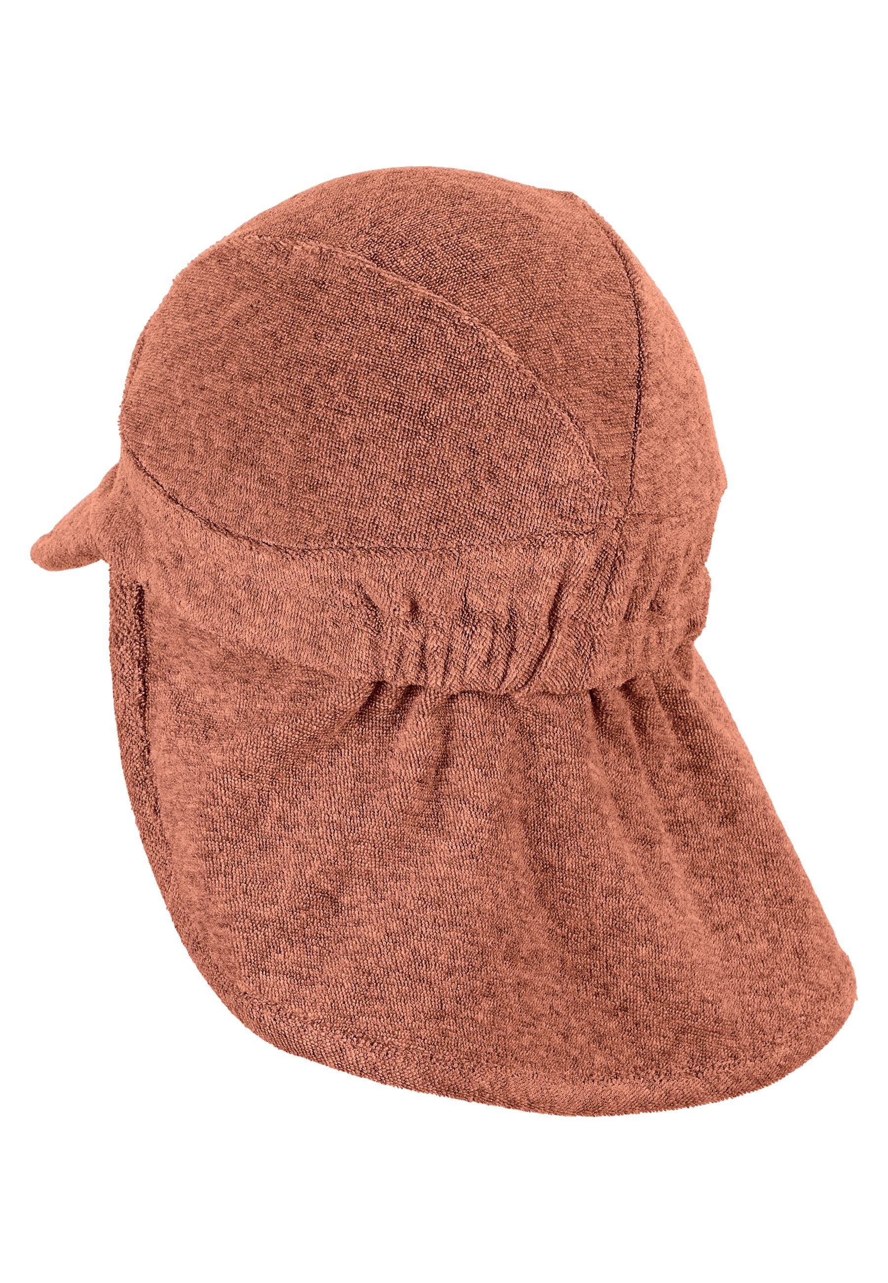 Sterntaler® Schirmmütze Schirmmütze Sommermütze rost Nacken rot mit Kinder) für Babyhut Frottee mit süßen Größenregulierungsband Nackenschutz Motiven bedruckt Sonnenschutz idealer mit (1-St