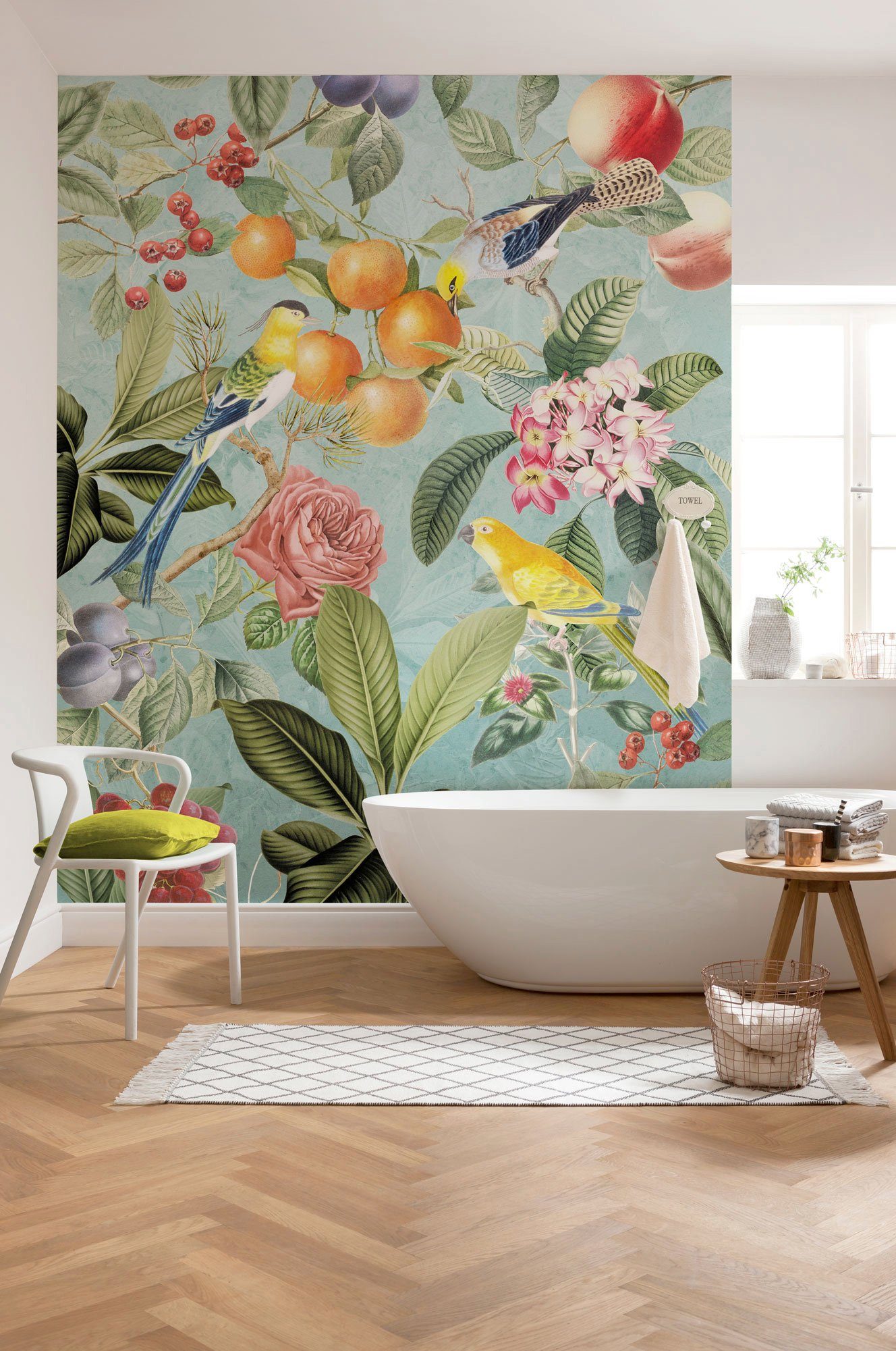 Komar Vliestapete Digitaldruck Vlies - Birds and Berries - Größe 200 x 250 cm, glatt, bedruckt, (1 St), Wohnzimmer, Schlafzimmer
