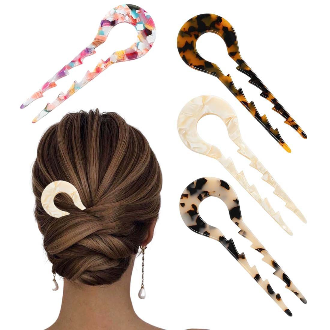 Coonoor Haarspange 2 Stück U Förmige Haarnadeln Stick French Hair Pin Haar Gabel, 4-tlg.