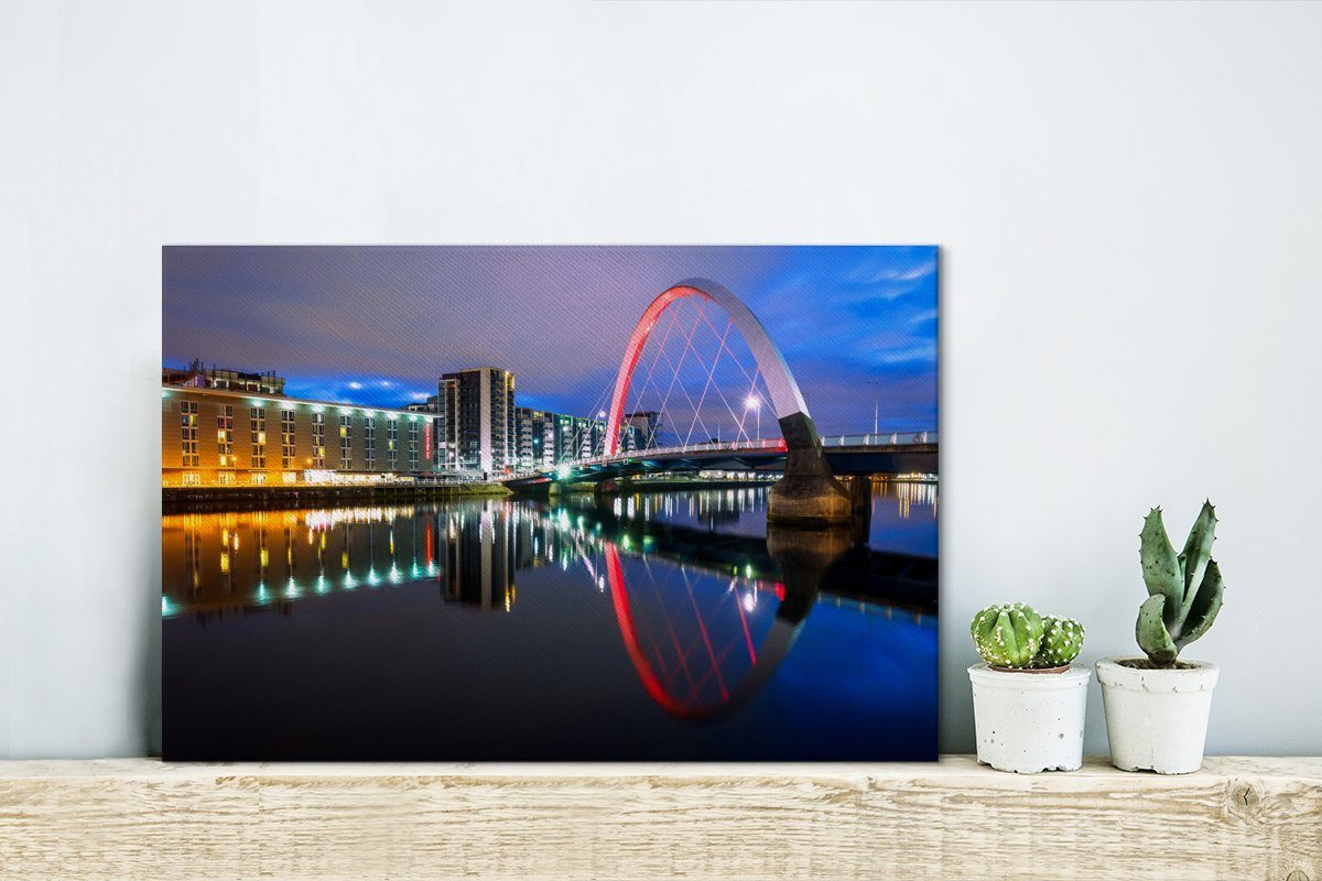 OneMillionCanvasses® Leinwandbild Brücke Rot Glasgow, (1 Leinwandbilder, cm St), Aufhängefertig, - - Wandbild Wanddeko, 30x20