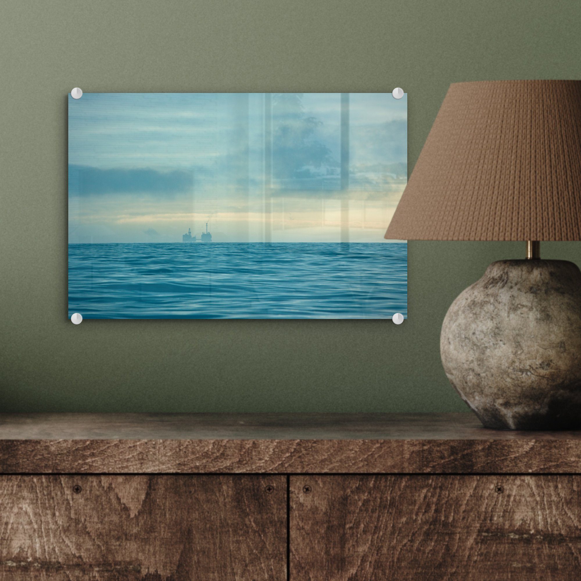 Wandbild - Wasser, Nebel (1 auf MuchoWow Nordsee - Glasbilder - Acrylglasbild Bilder - Wanddekoration auf - Foto Glas Glas St),