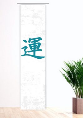 Schiebegardine Japan - Glück türkis-white Flächenvorhang HxB 260x60 cm - B-line, gardinen-for-life