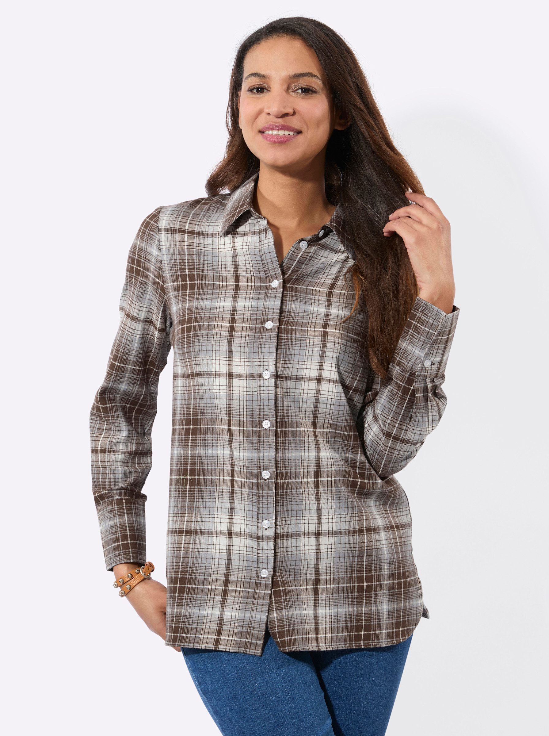 Witt Klassische Bluse Flanell-Bluse Langarm