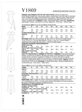 H-Erzmade Kreativset Vogue® Papierschnittmuster Damen - Oberteil & Hose