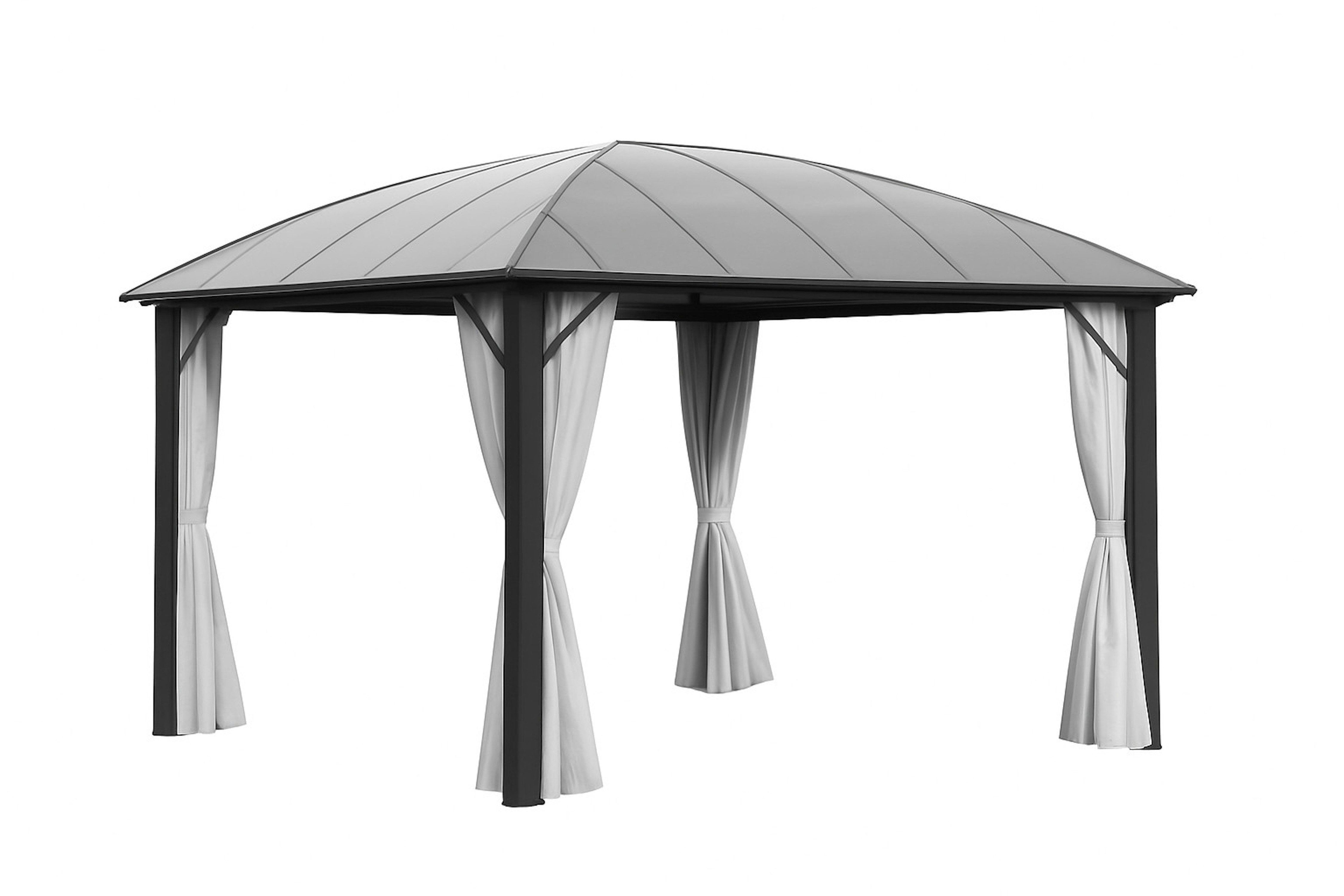 Leco Pavillon Kuppeldachpavillon mit Stegplatten 3,65x3,65 m, mit 4 Seitenteilen, 365x365cm