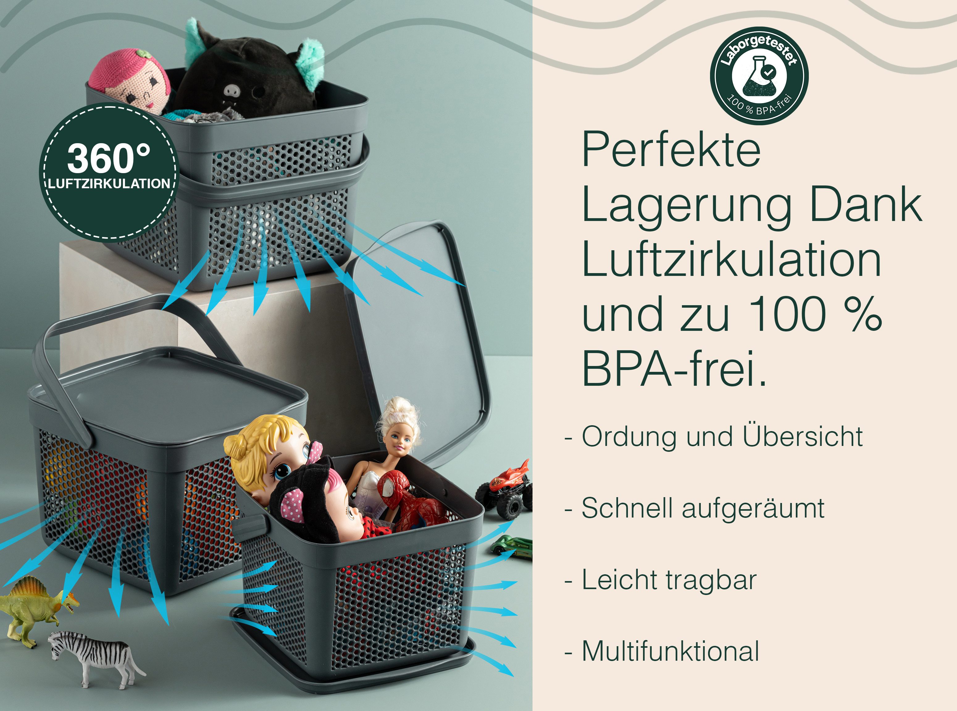 uandu home Vorratsdose Kartoffel Aufbewahrungsbox Küche, Zwiebeln, Knoblauch Aufbewahrung, (Korb für Spielzeug, Wäschekorb, Regal Korb, Aufbewahrungskorb für Ba – Bild 4 von 5