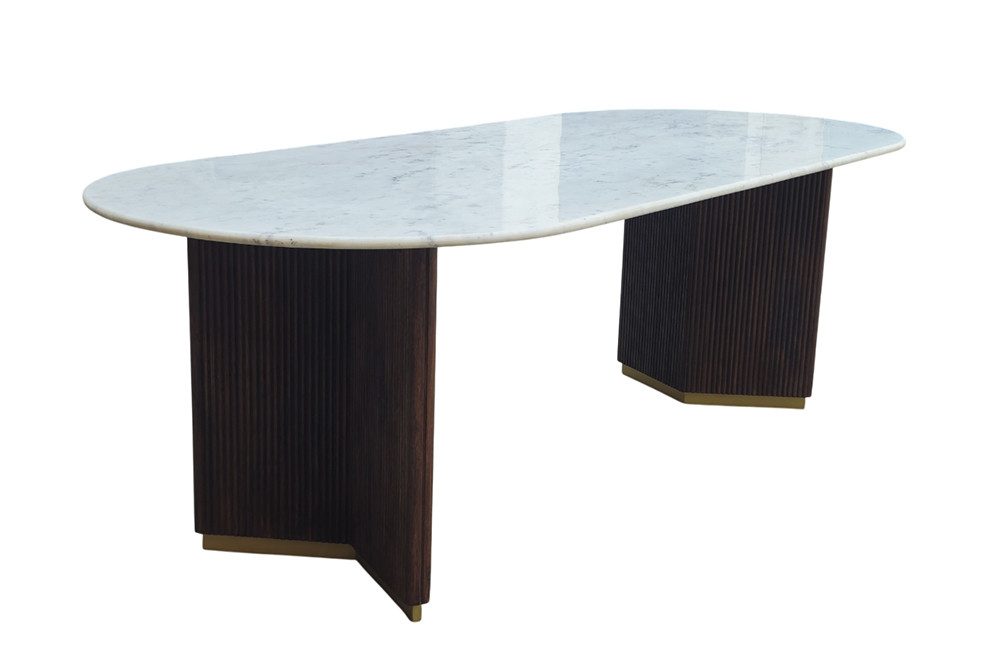 riess-ambiente Esstisch GATSBY 240x110cm Mangoholz braun – oval, Marmorplat günstig online kaufen