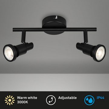 Briloner Leuchten LED Deckenspots 2992-025, LED wechselbar, Warmweiß, 2-flammig, schwenkbar, IP44, schwarz, Wohnzimmer, GU10