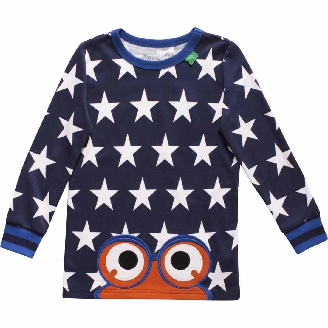 Fred's World by GREEN COTTON Langarmshirt Fred's World Langarm Shirt Sterne und Frosch orange